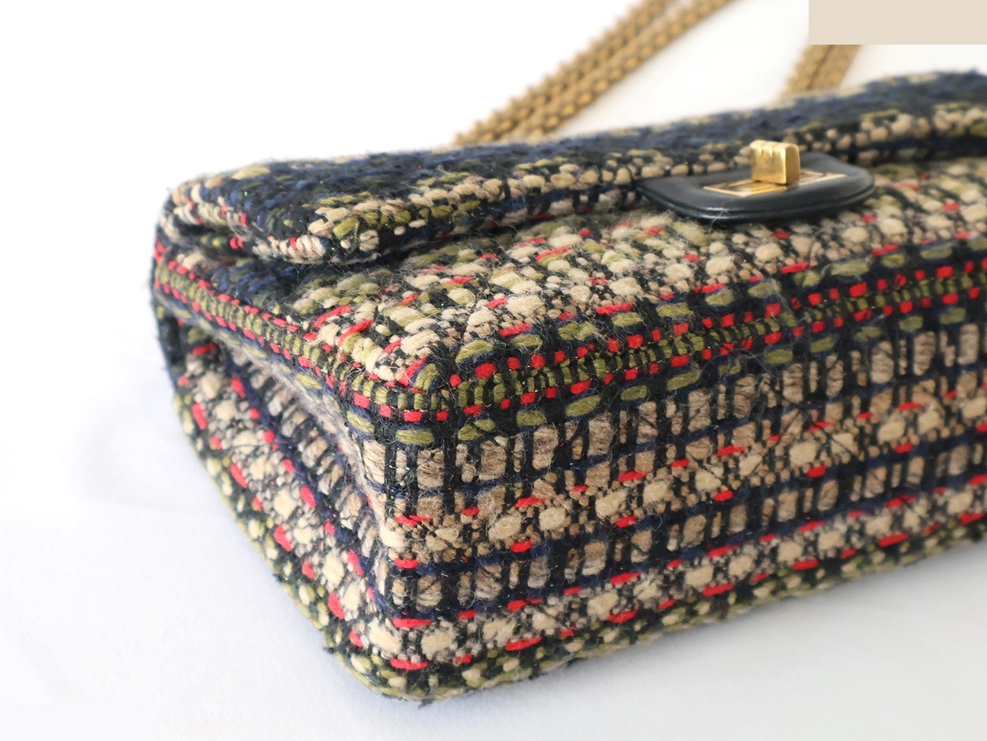 Tweed 25 Double Flap Double Chain Shoulder Bag — view 3