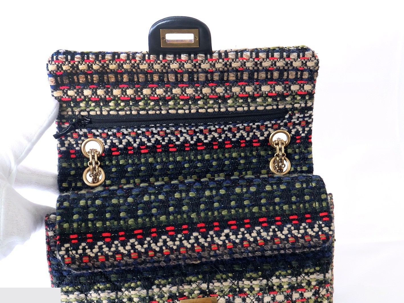 Tweed 25 Double Flap Double Chain Shoulder Bag — view 9