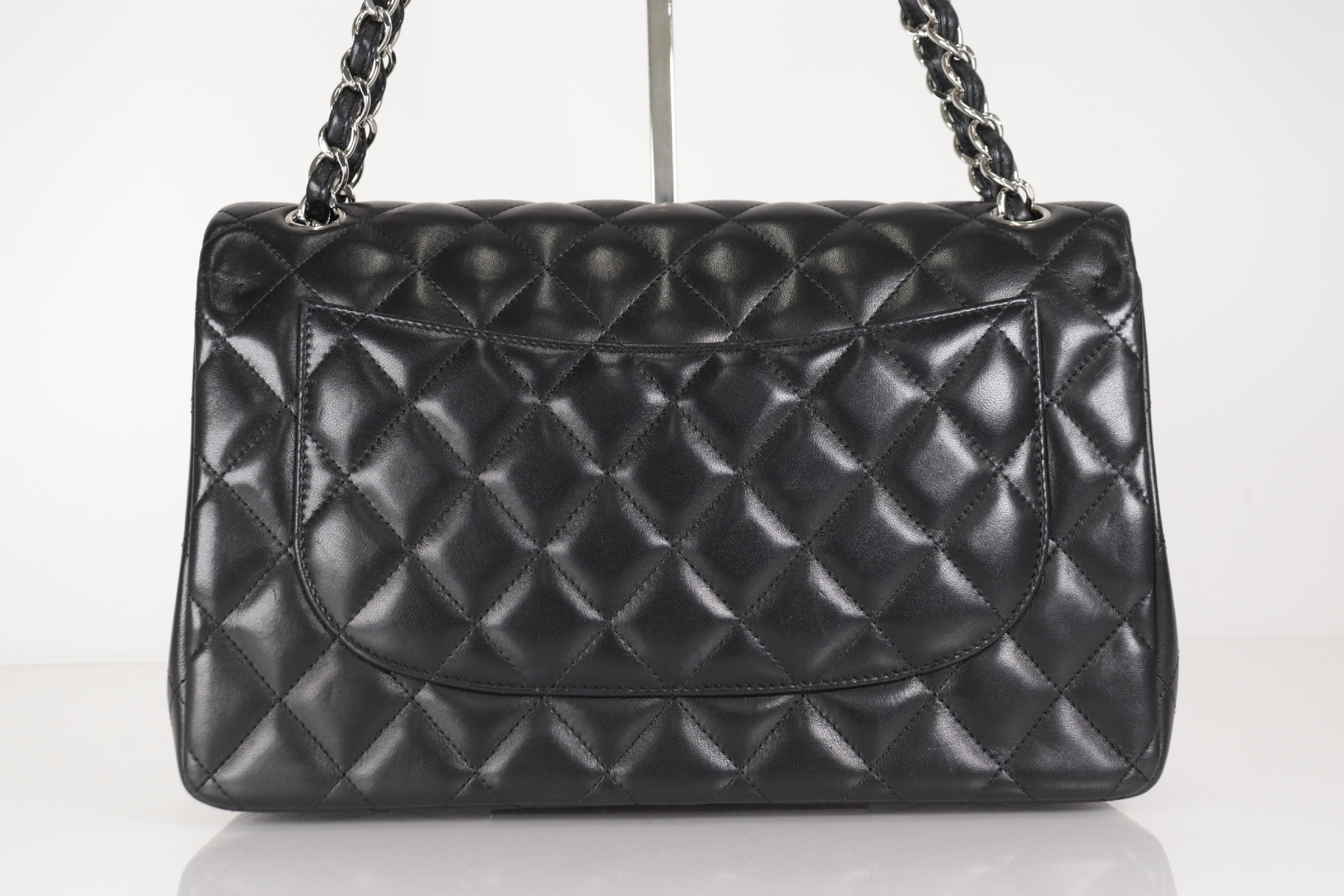 W-Flap 30 Lambskin Chain Shoulder Bag, Silver Hardware, Serial Number 18 Series — view 3