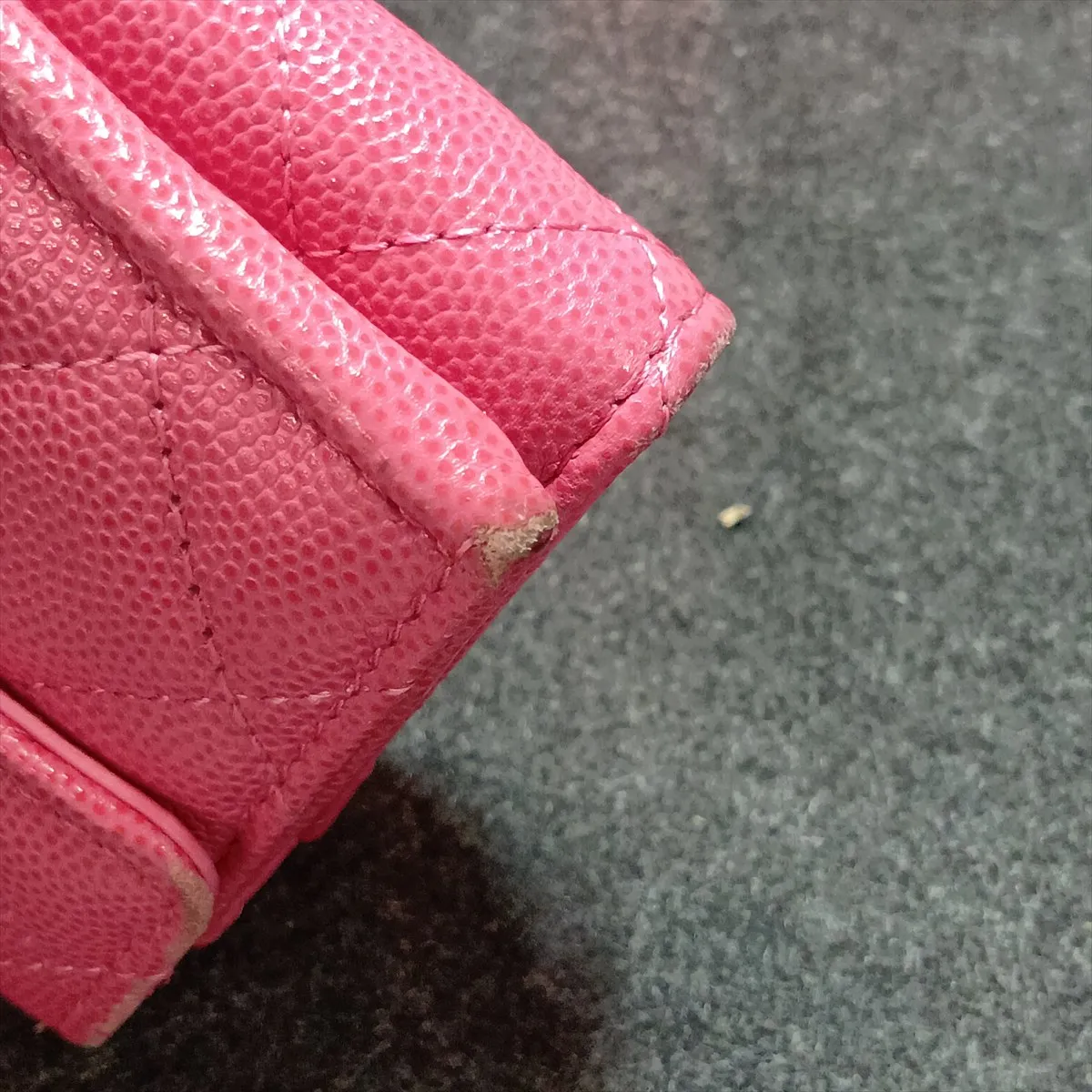 Matelassé Caviar Skin Compact Wallet, Pink with Gold Hardware, 29958734 — view 12