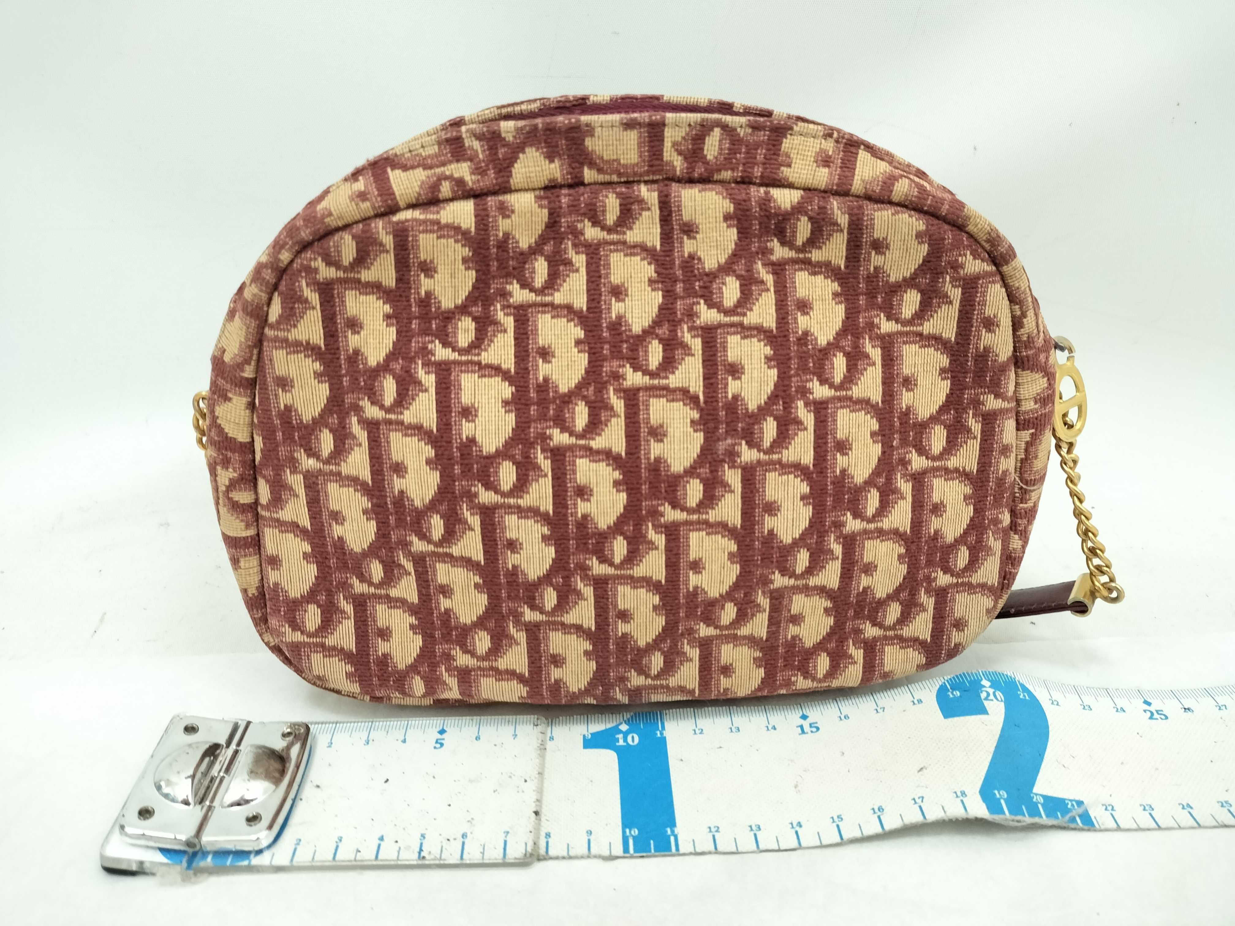 Trotter Canvas x Leather CD Logo One-Shoulder Bag, Shoulder Bag, Red Tones — view 2