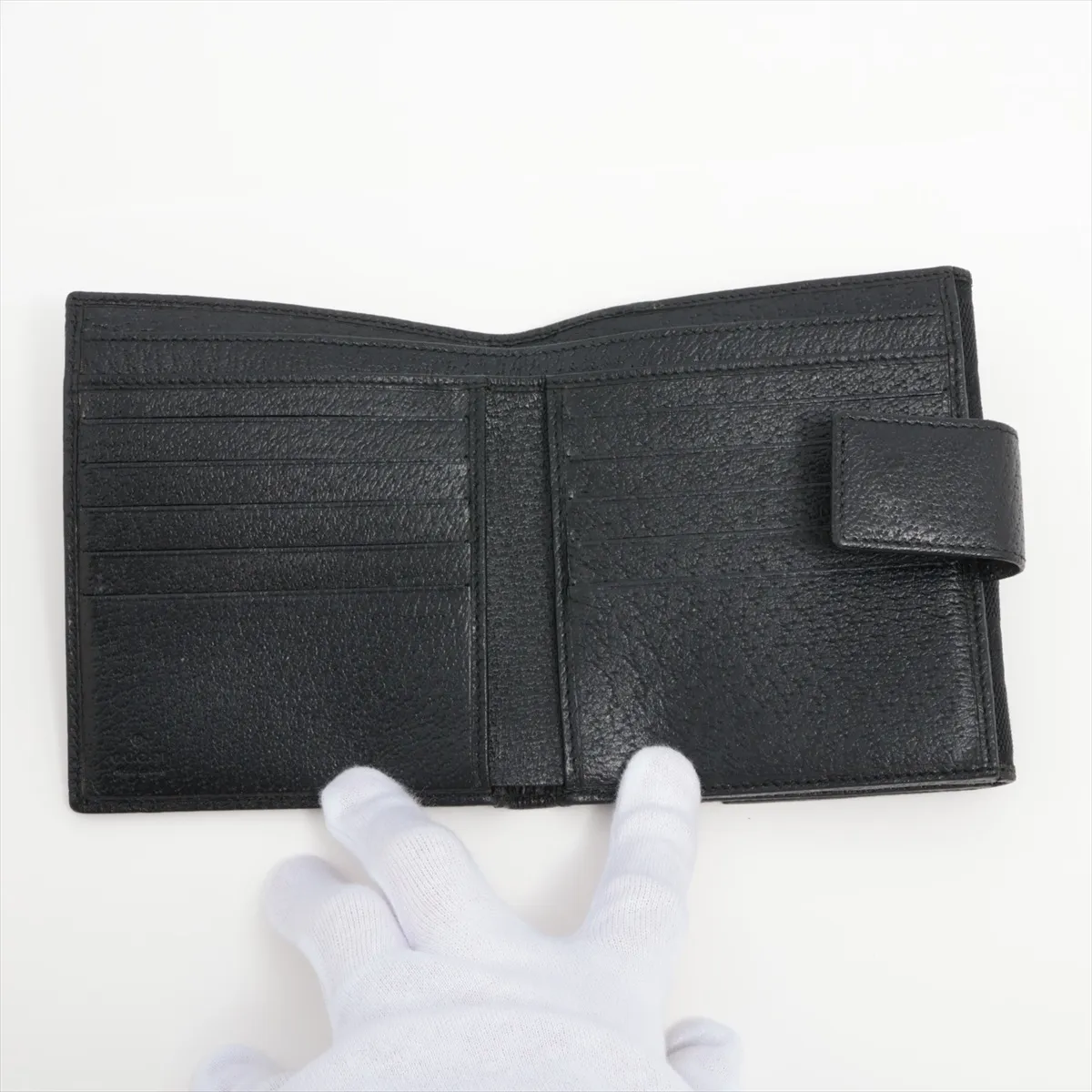 GG Canvas 112664 Canvas x Leather Compact Wallet Black — view 3