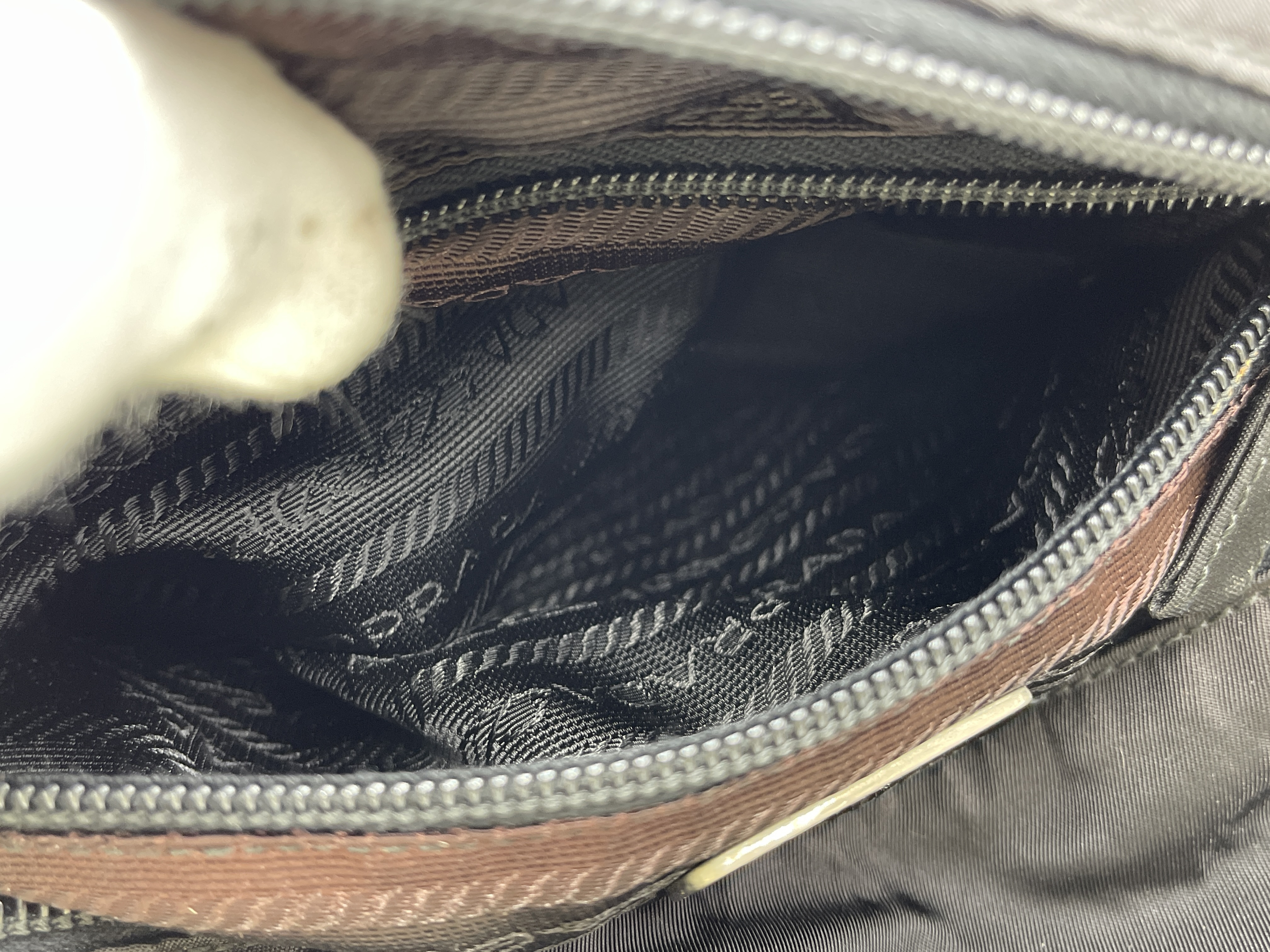 Nylon Black Triangle Logo Handbag — view 10