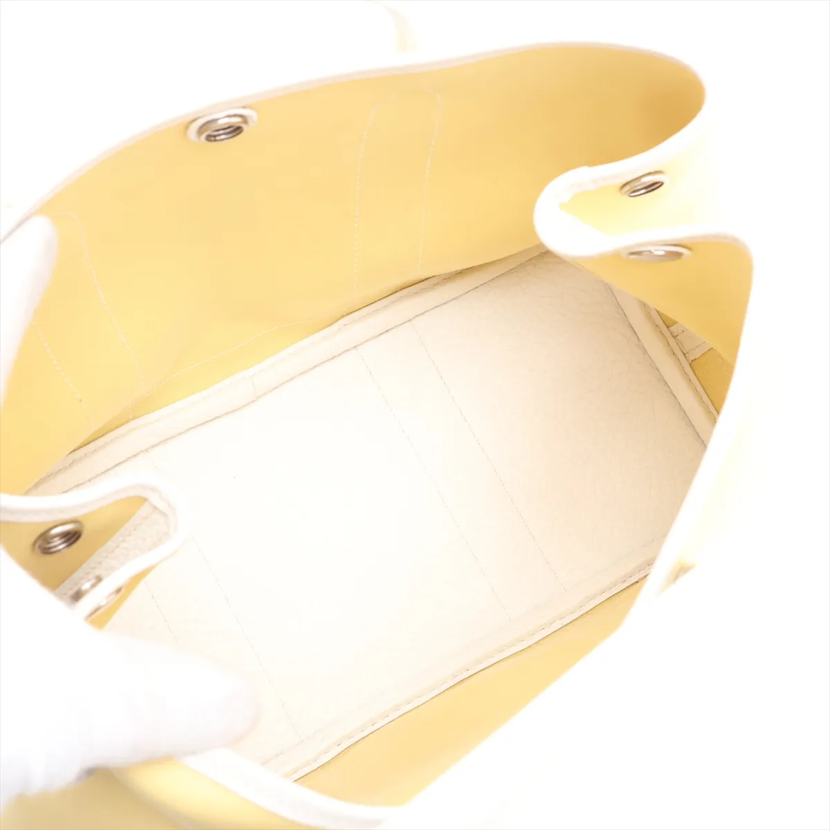 Garden Party 30 TPM Toile Officier x Buffle Jaune Poussin x White Silver Hardware R: 2014 — view 7