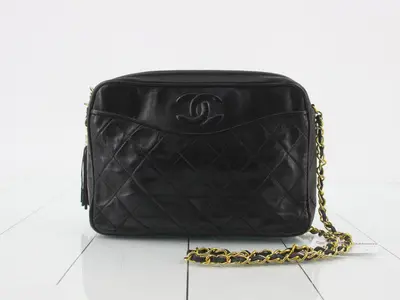 Matelassé Lambskin Fringe Chain Shoulder Bag - Seal