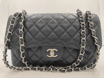 Matelassé 30 Double Flap Caviar Navy Chain Shoulder Bag