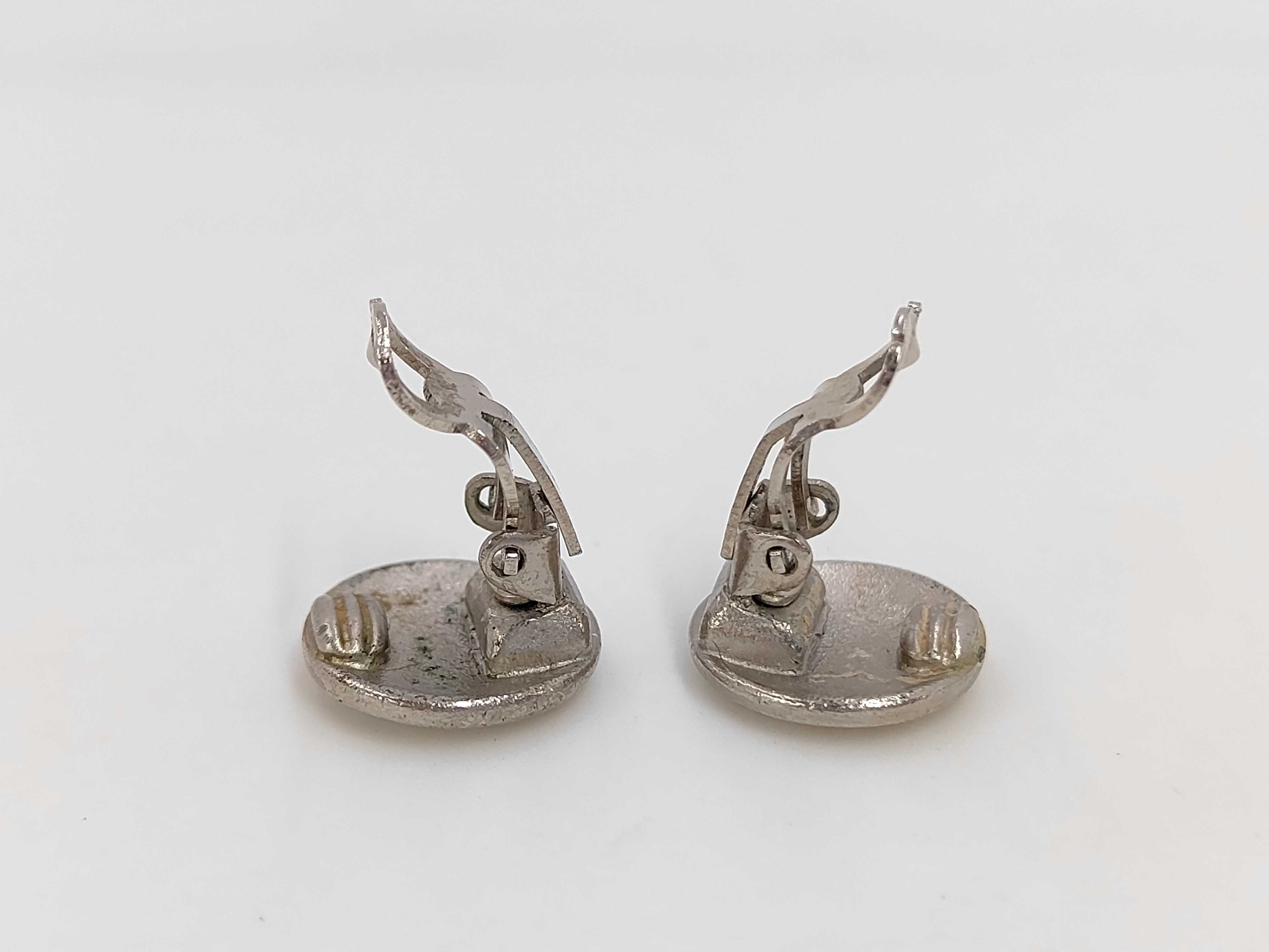 Silver Metal Logo Earrings (with verdigris) — view 4