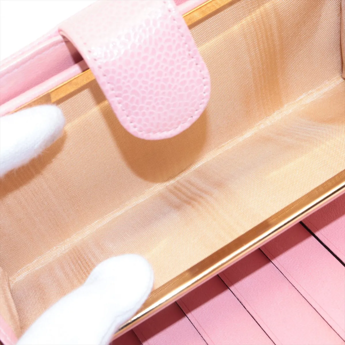 Coco Mark Caviar Skin Long Wallet, Pink with Gold Hardware, 8929361 — view 7