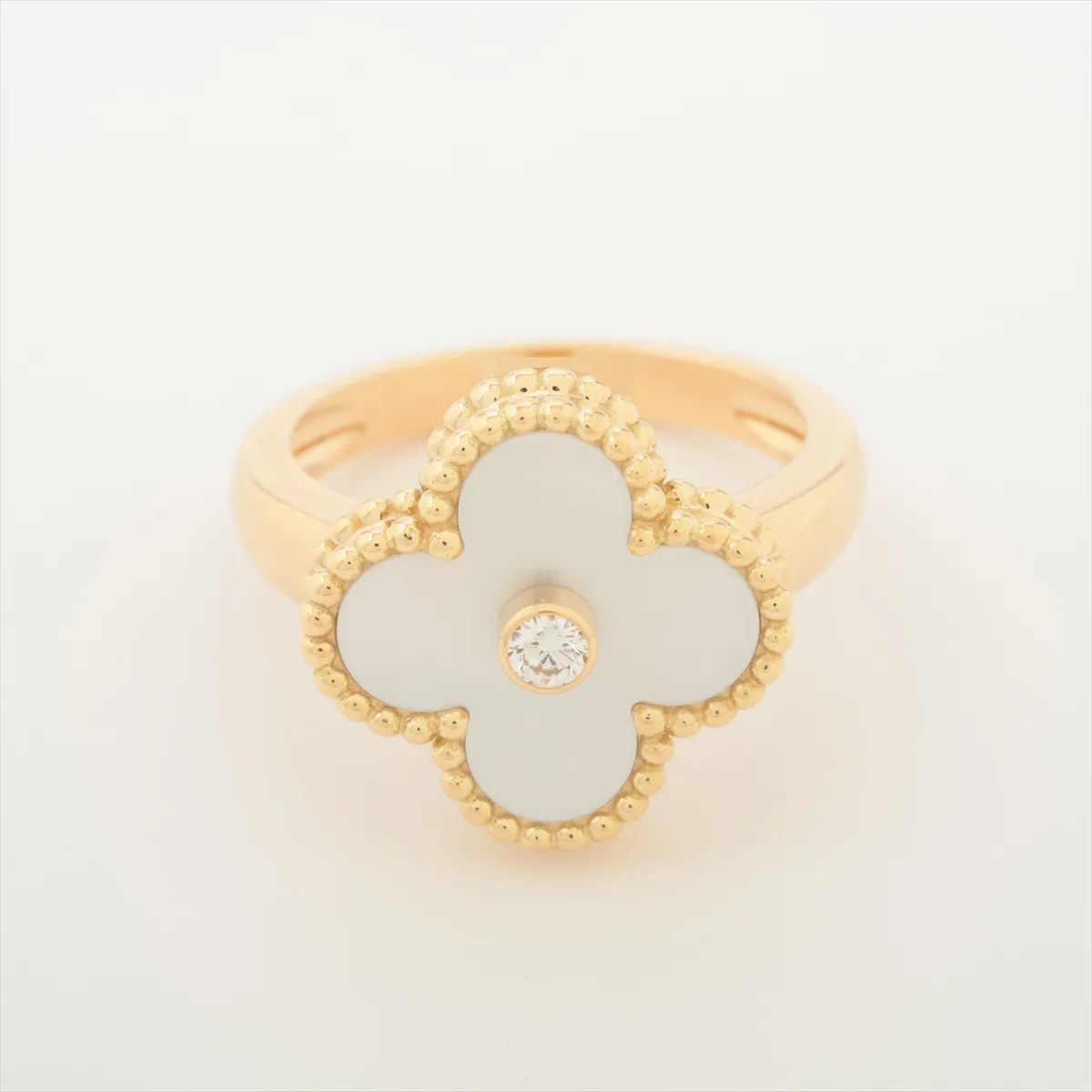 Vintage Alhambra Shell Diamond Ring 750(YG) 6.7g 51 JB135471 Faint hallmark Shell