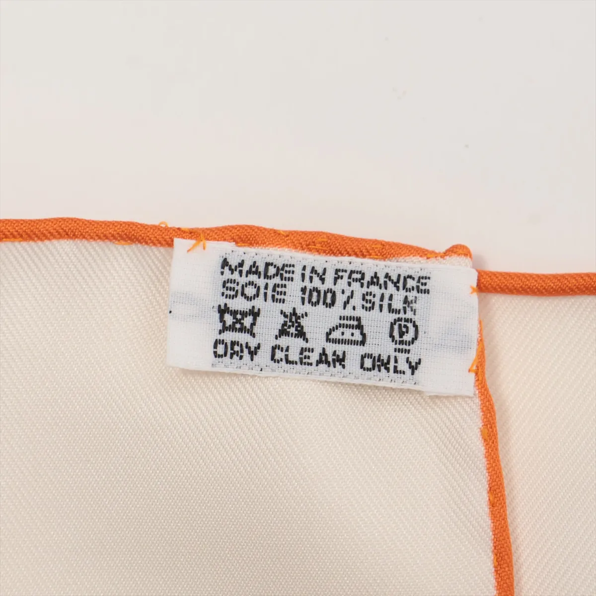 Carre 90 Bolduc Ribbon Scarf, Silk, Ivory. Shows signs of wear, — view 6