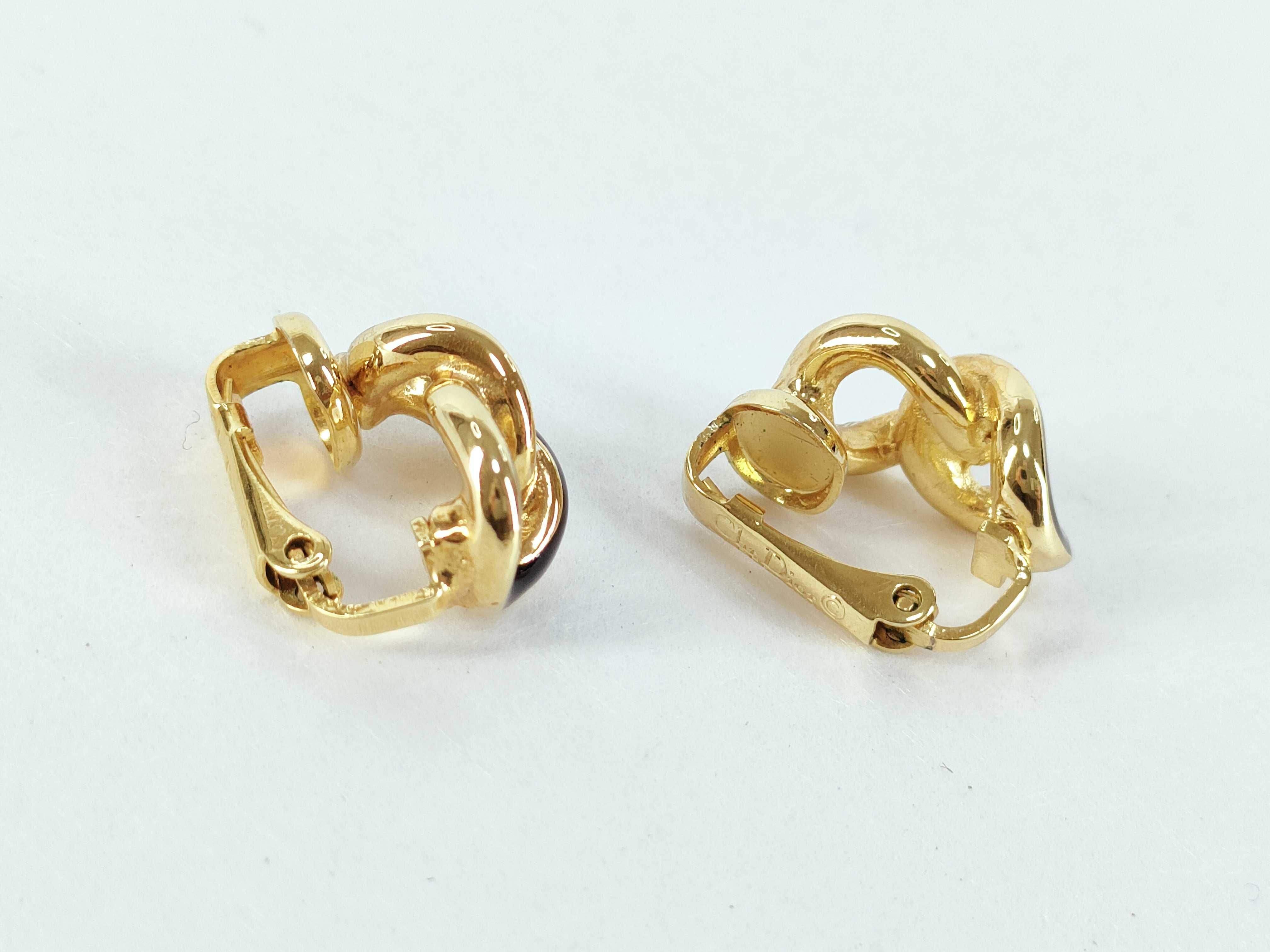 Vintage Rhinestone Black Gold Earrings — view 2