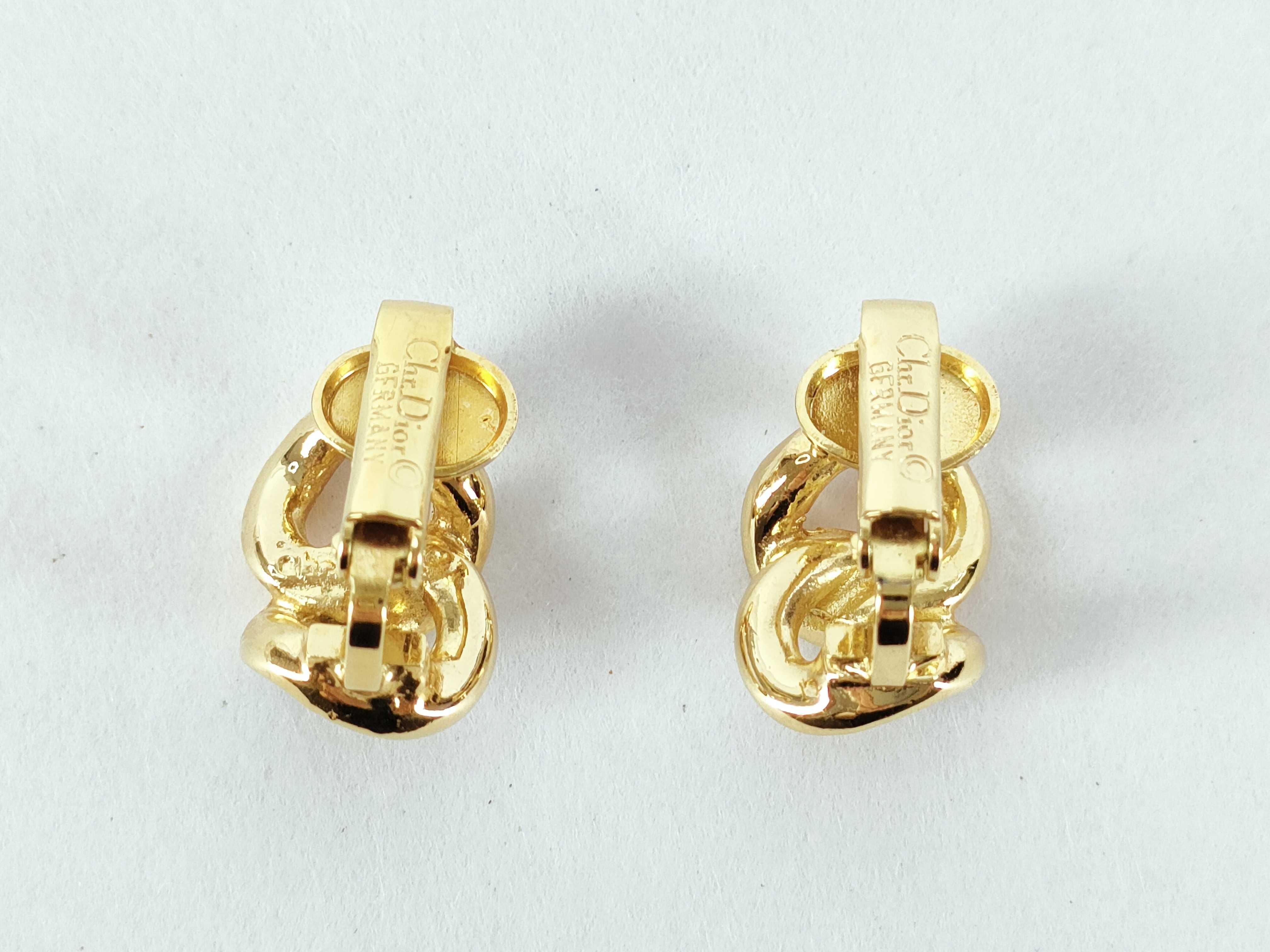 Vintage Rhinestone Black Gold Earrings — view 3