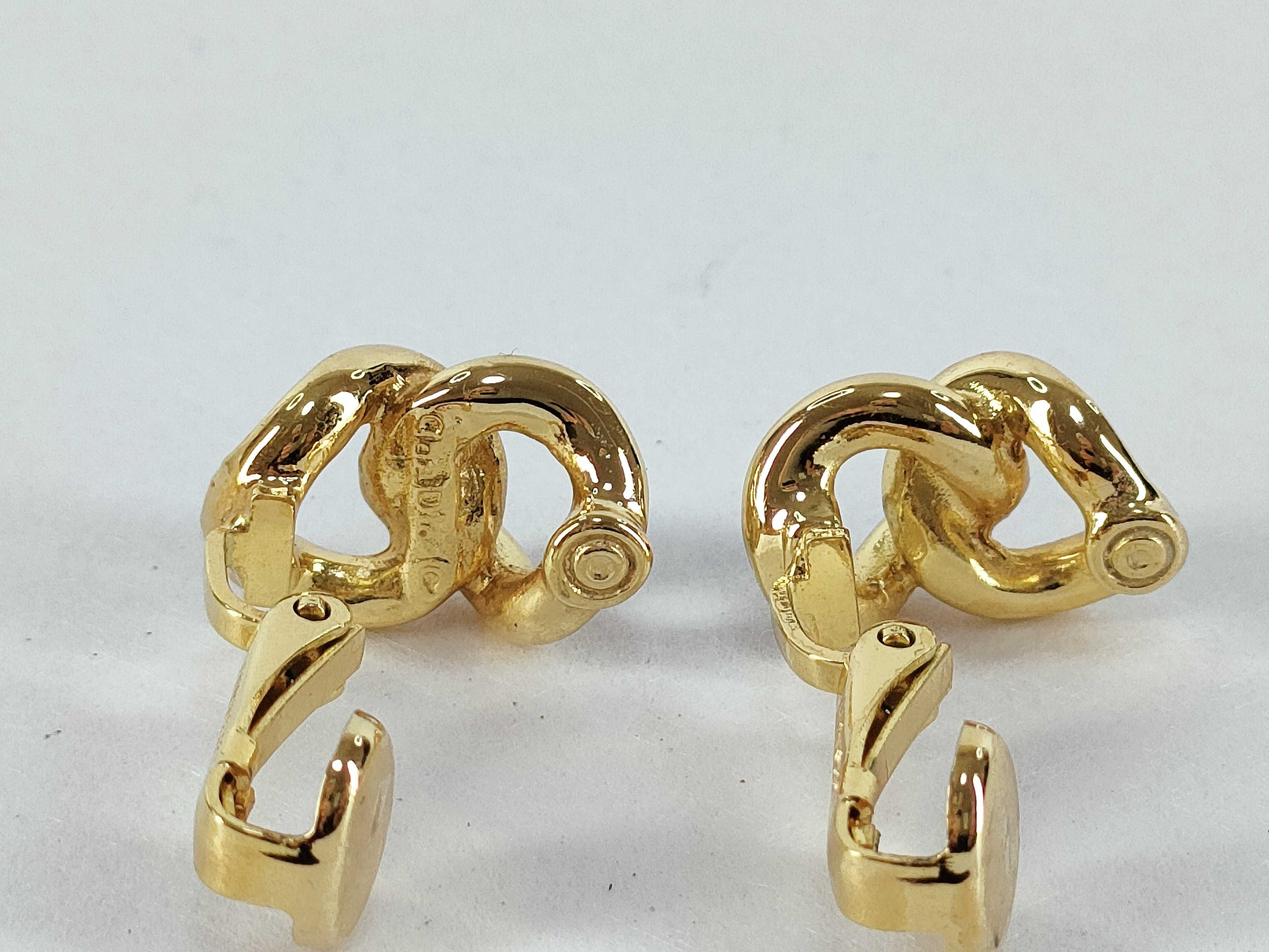 Vintage Rhinestone Black Gold Earrings — view 5