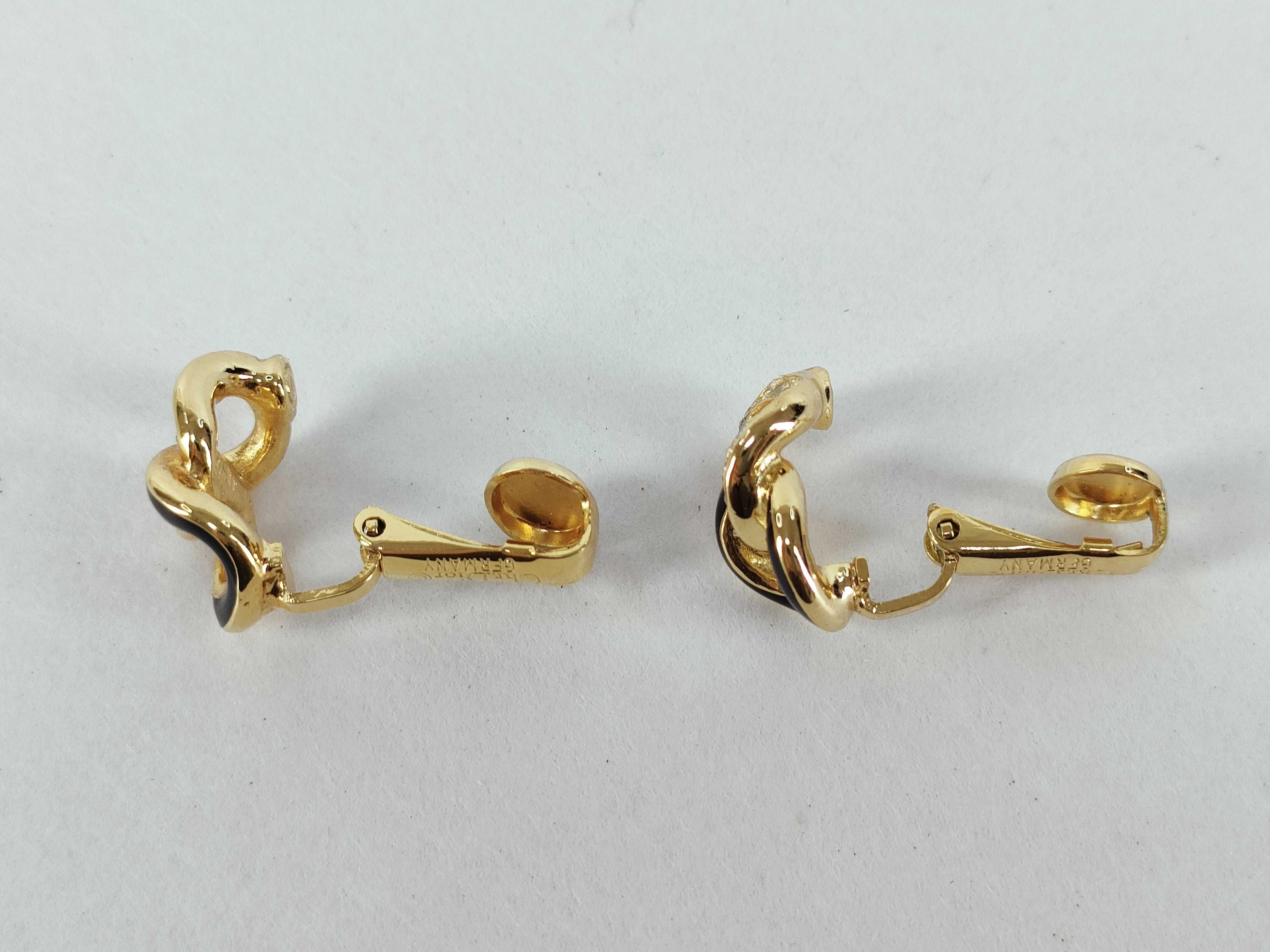 Vintage Rhinestone Black Gold Earrings — view 7