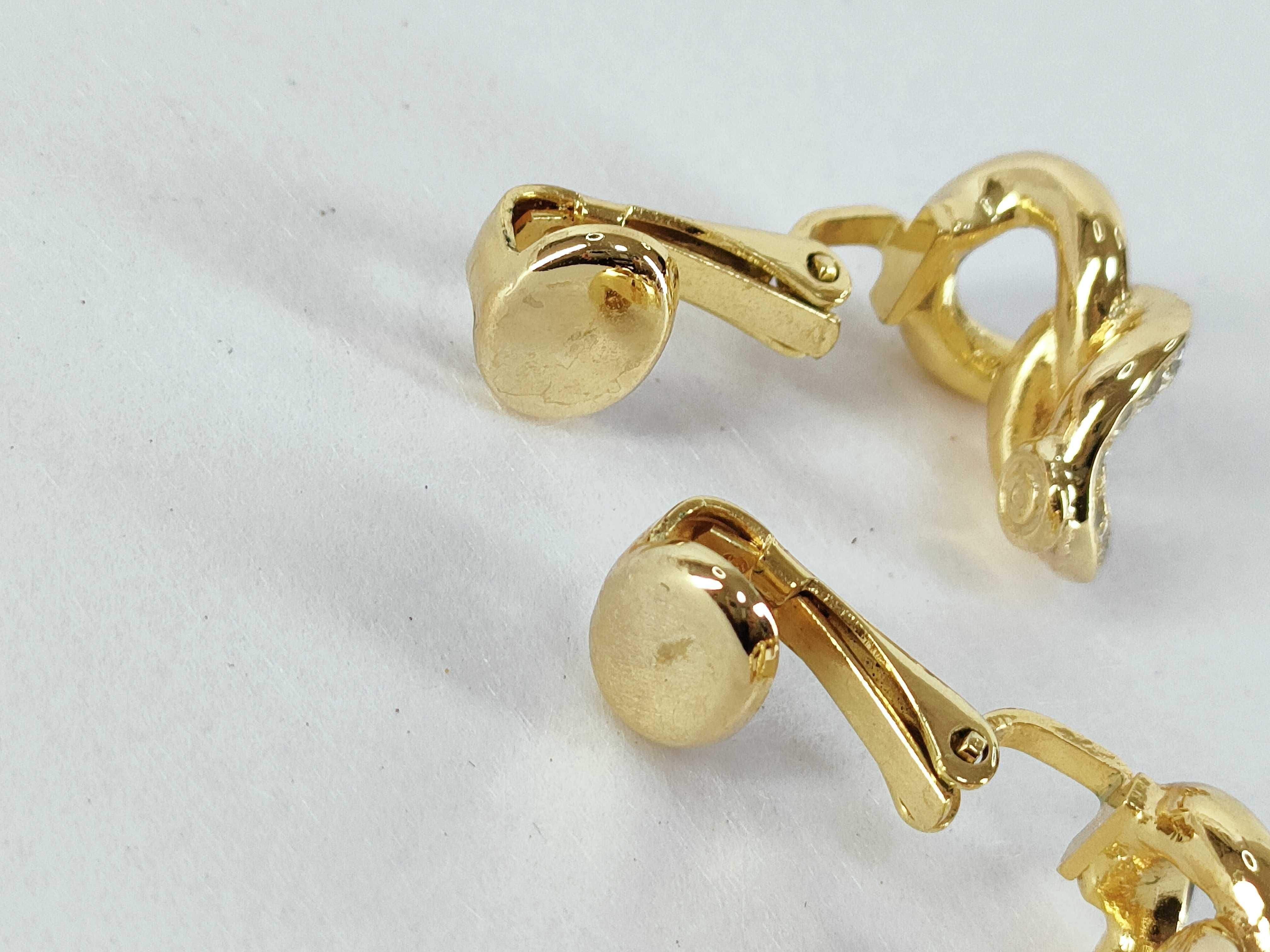 Vintage Rhinestone Black Gold Earrings — view 8