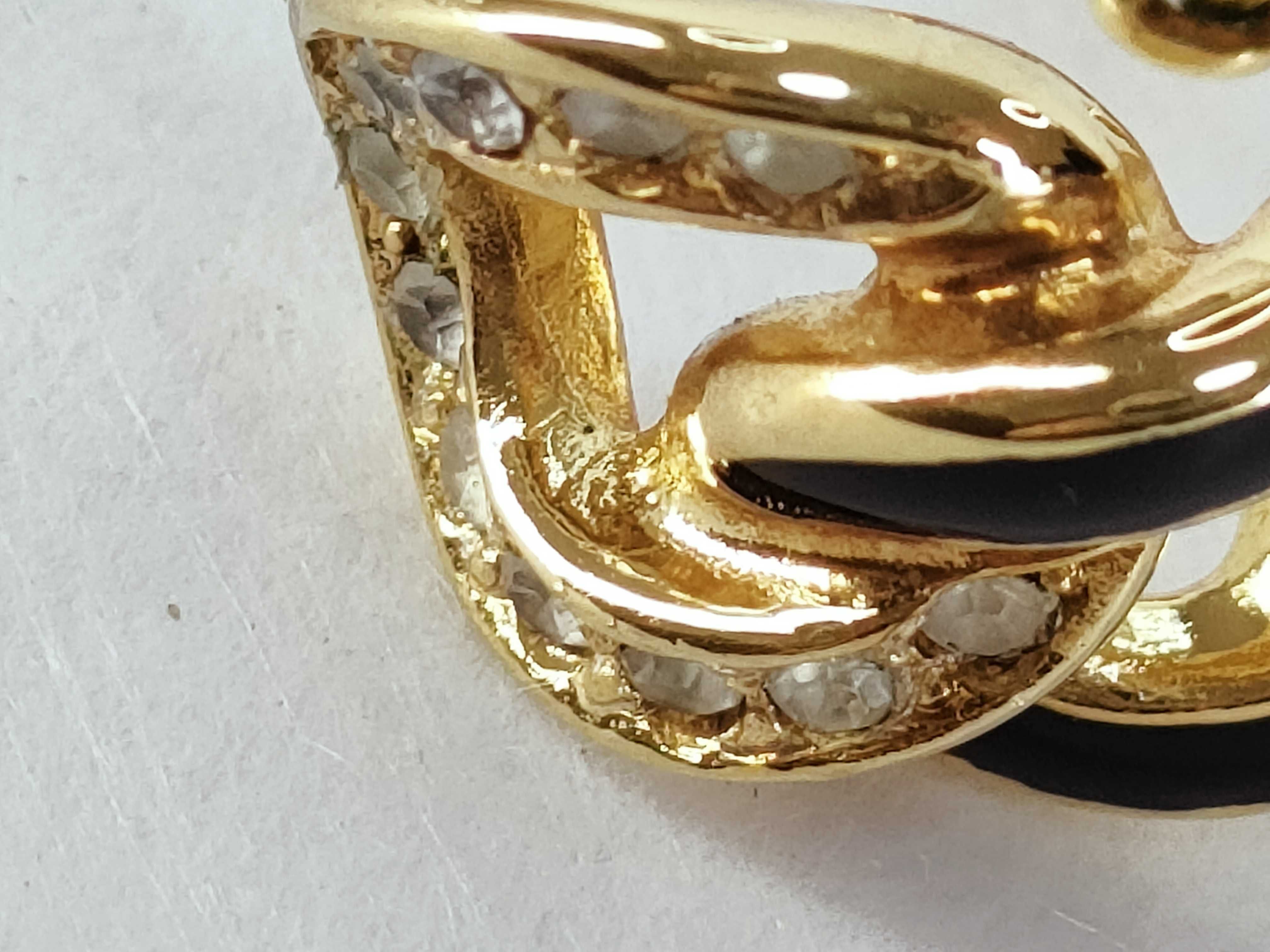 Vintage Rhinestone Black Gold Earrings — view 9