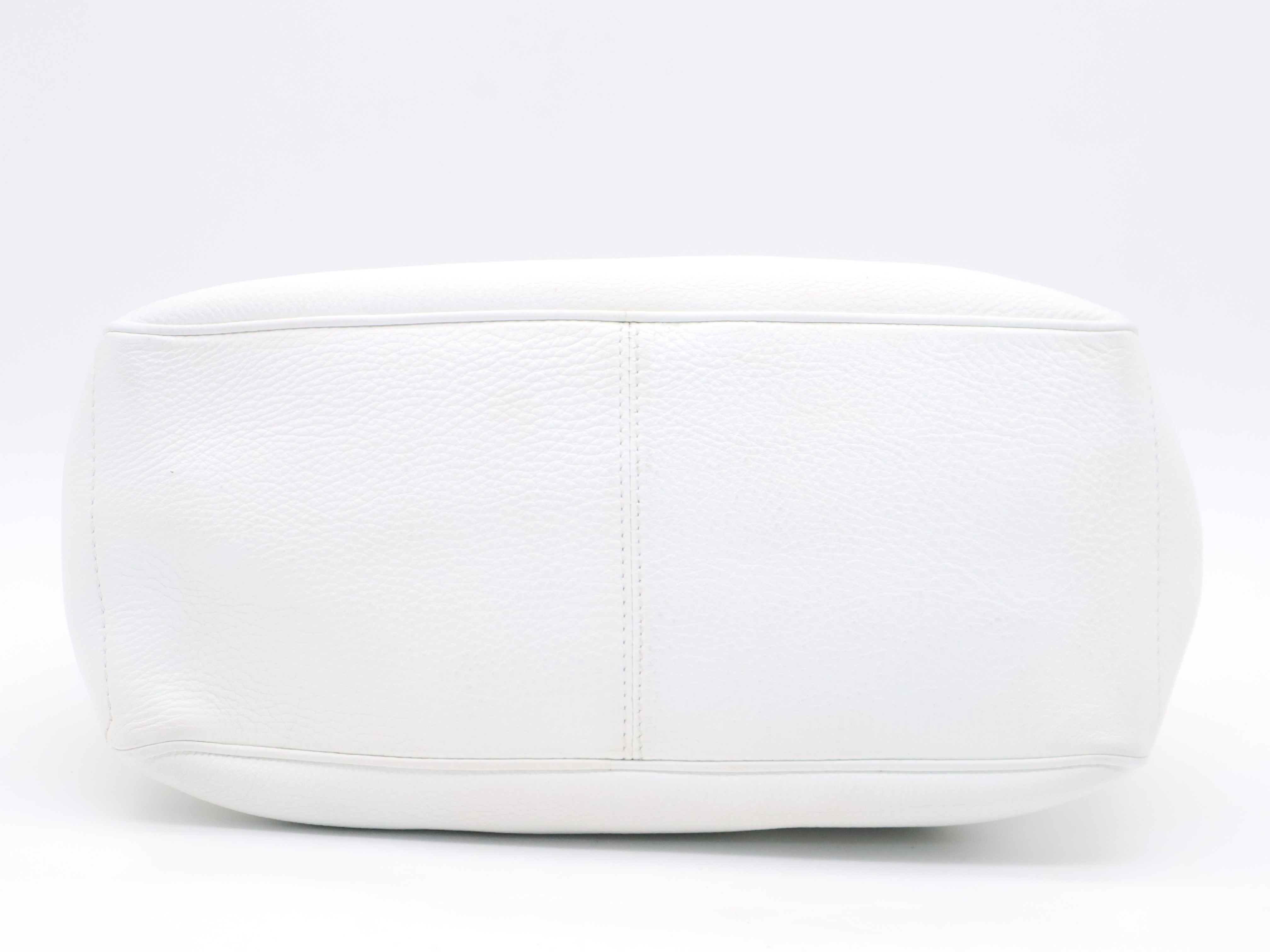Leather Boogie White Handbag with Gold Hardware — view 4