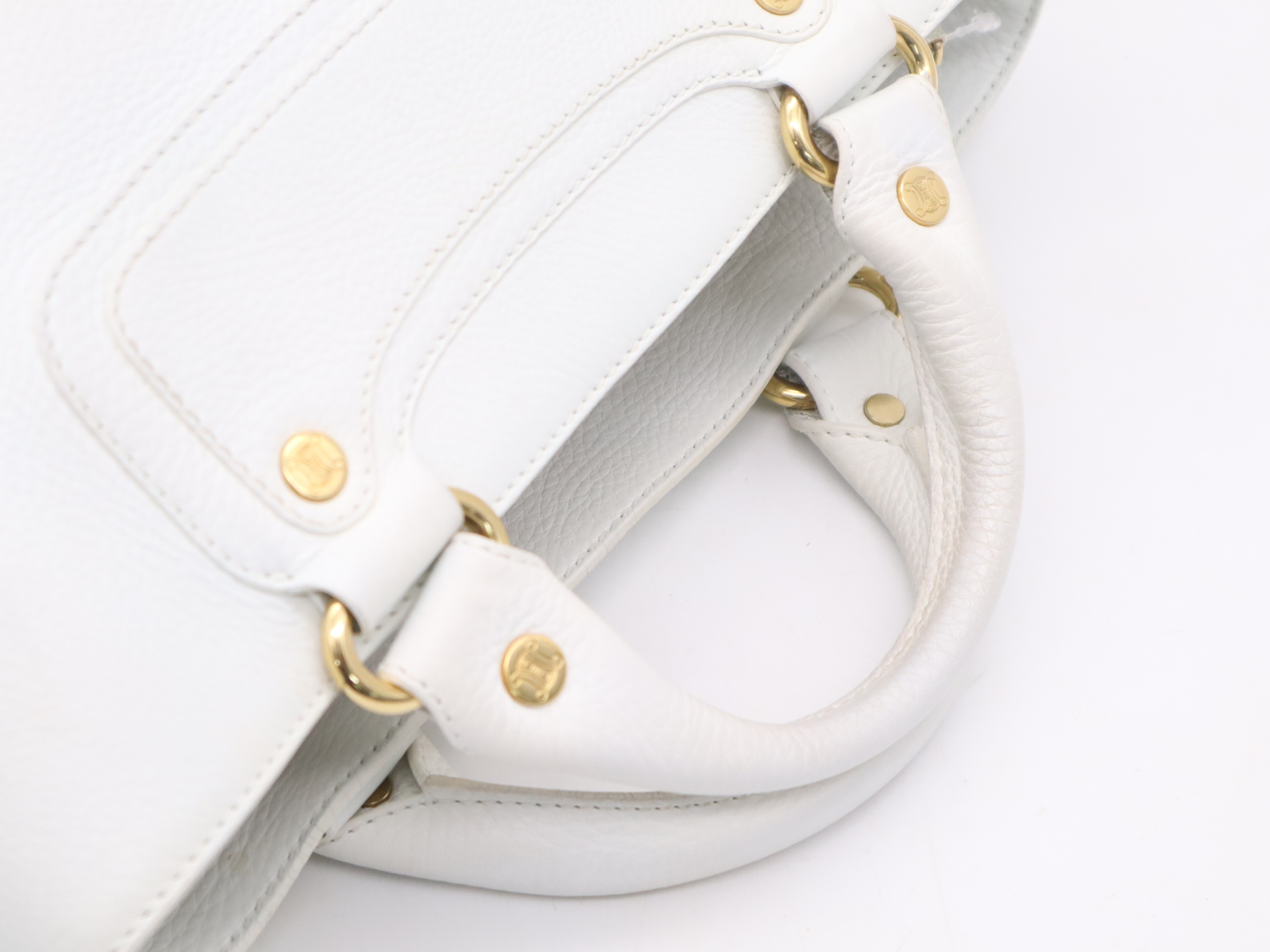 Leather Boogie White Handbag with Gold Hardware — view 6