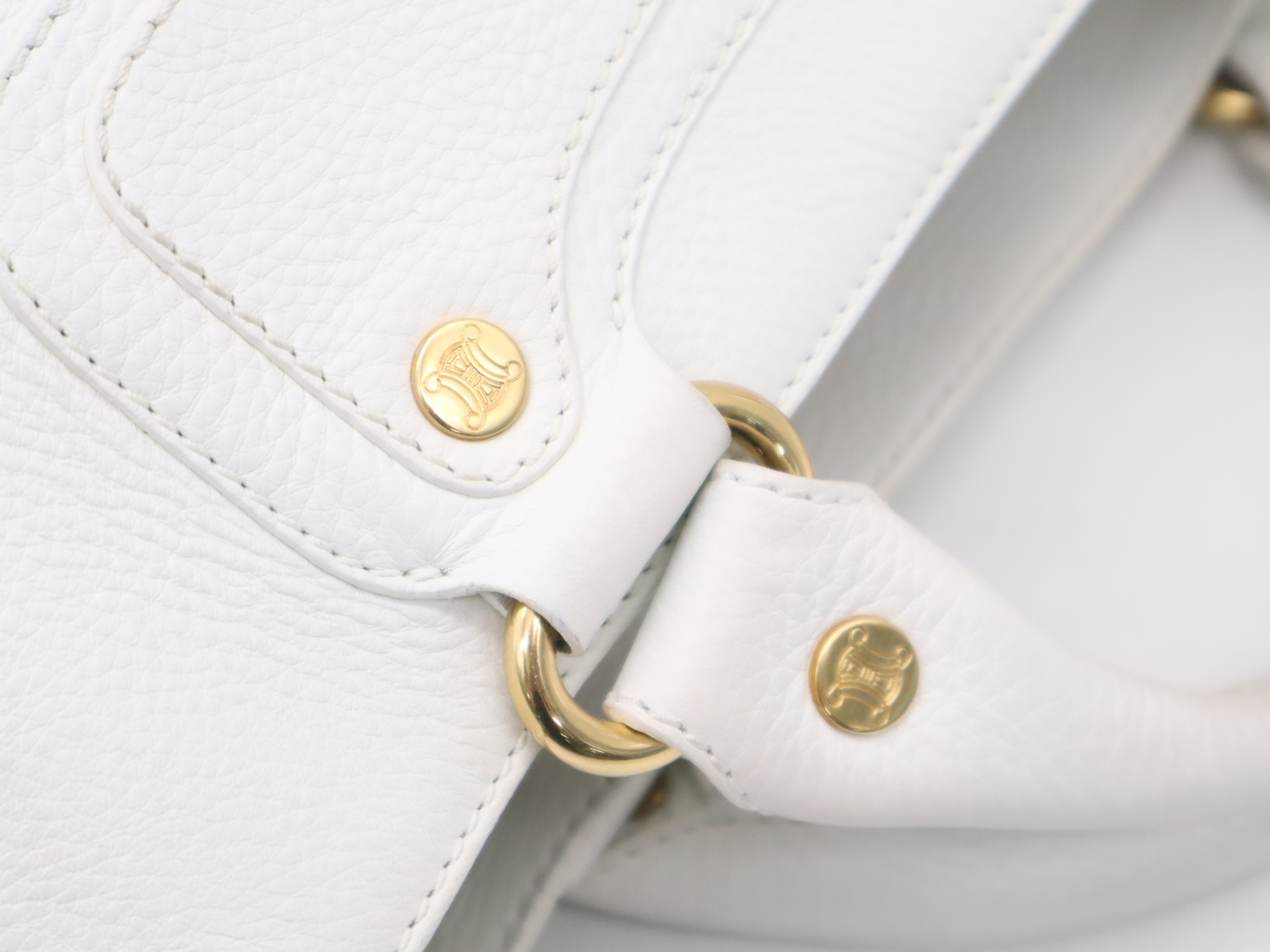 Leather Boogie White Handbag with Gold Hardware — view 7