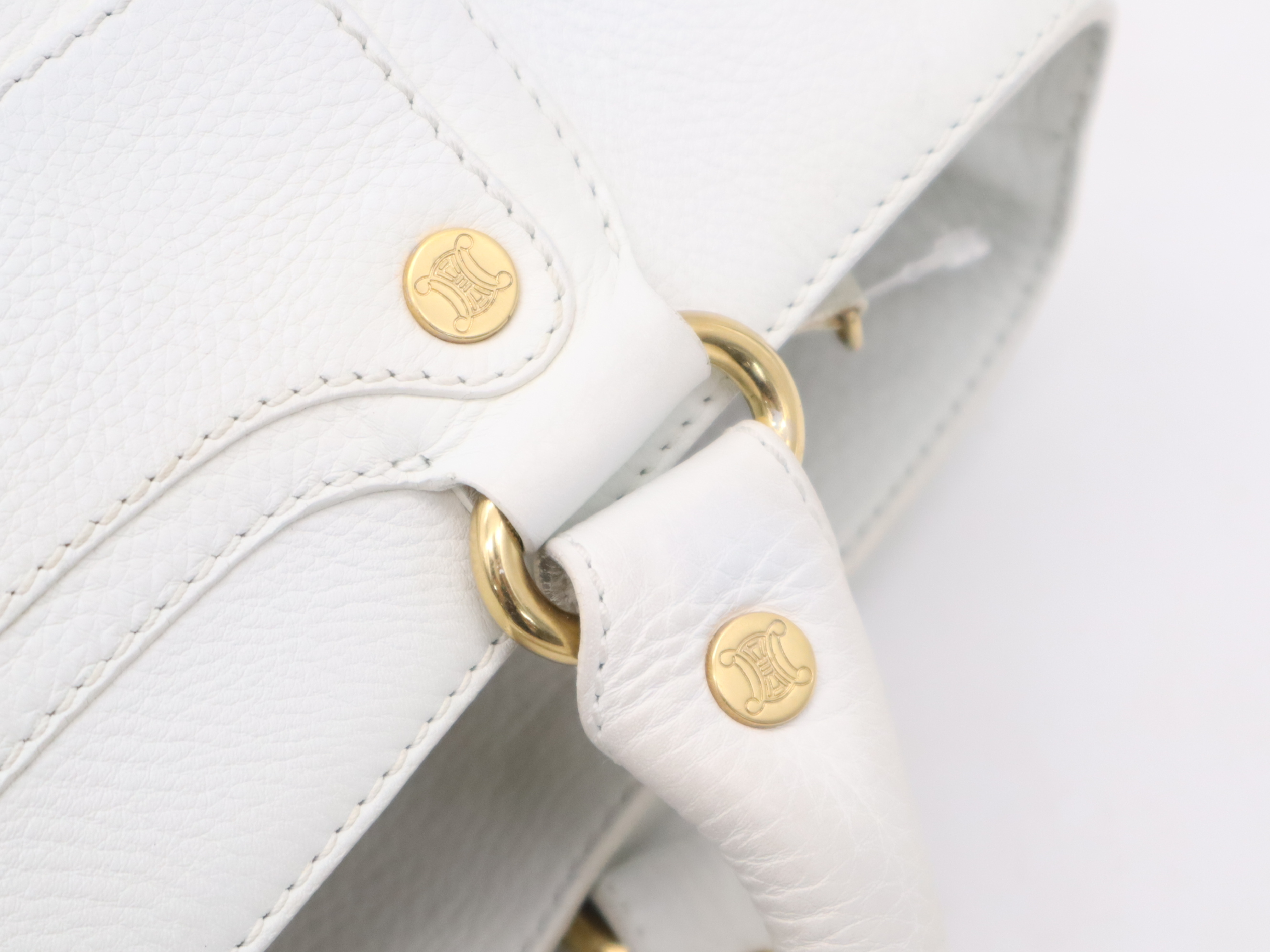Leather Boogie White Handbag with Gold Hardware — view 8