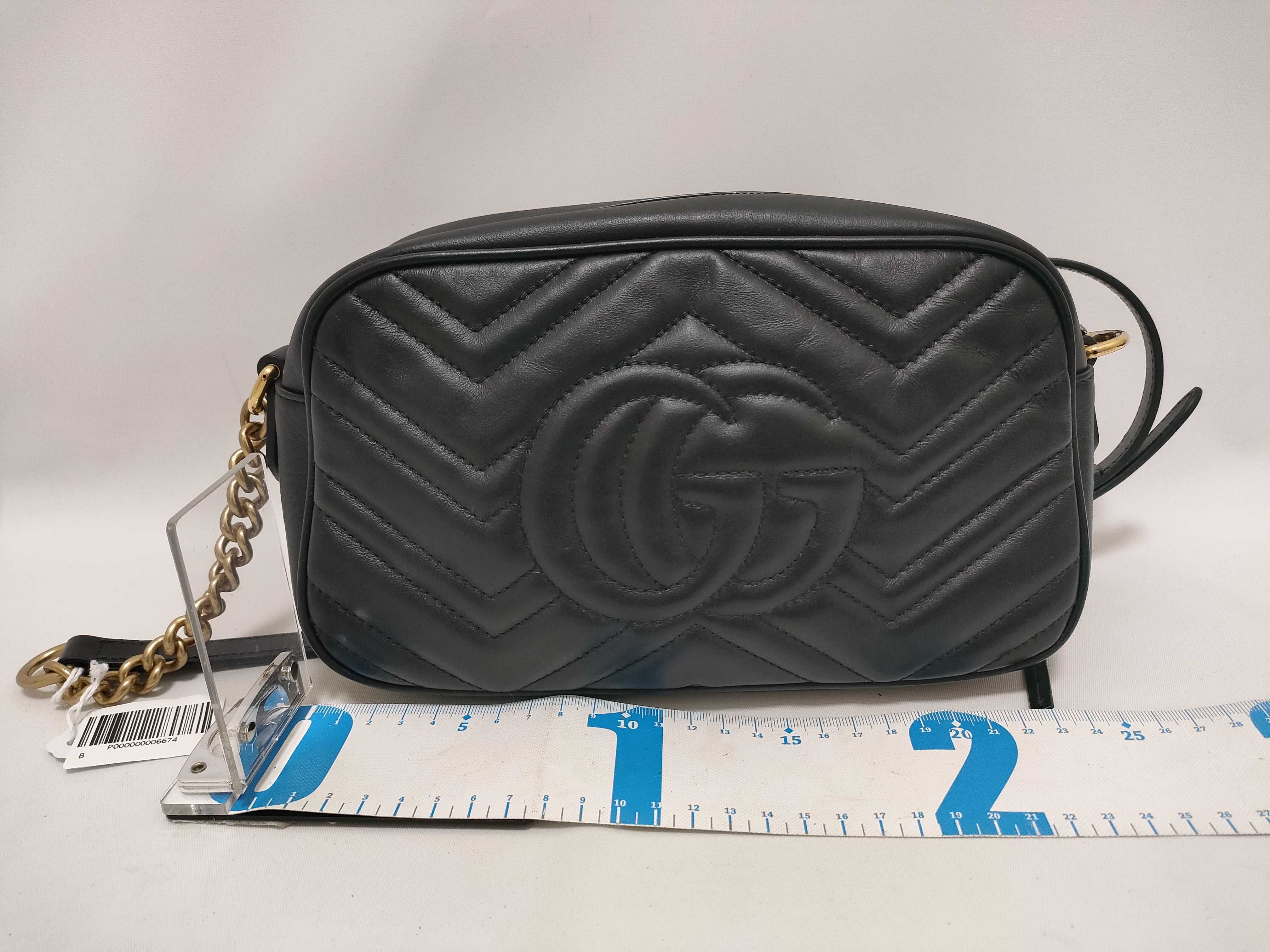 DU- GG Marmont Leather Chain Shoulder Bag Black 447632 Shoulder Bag — view 2