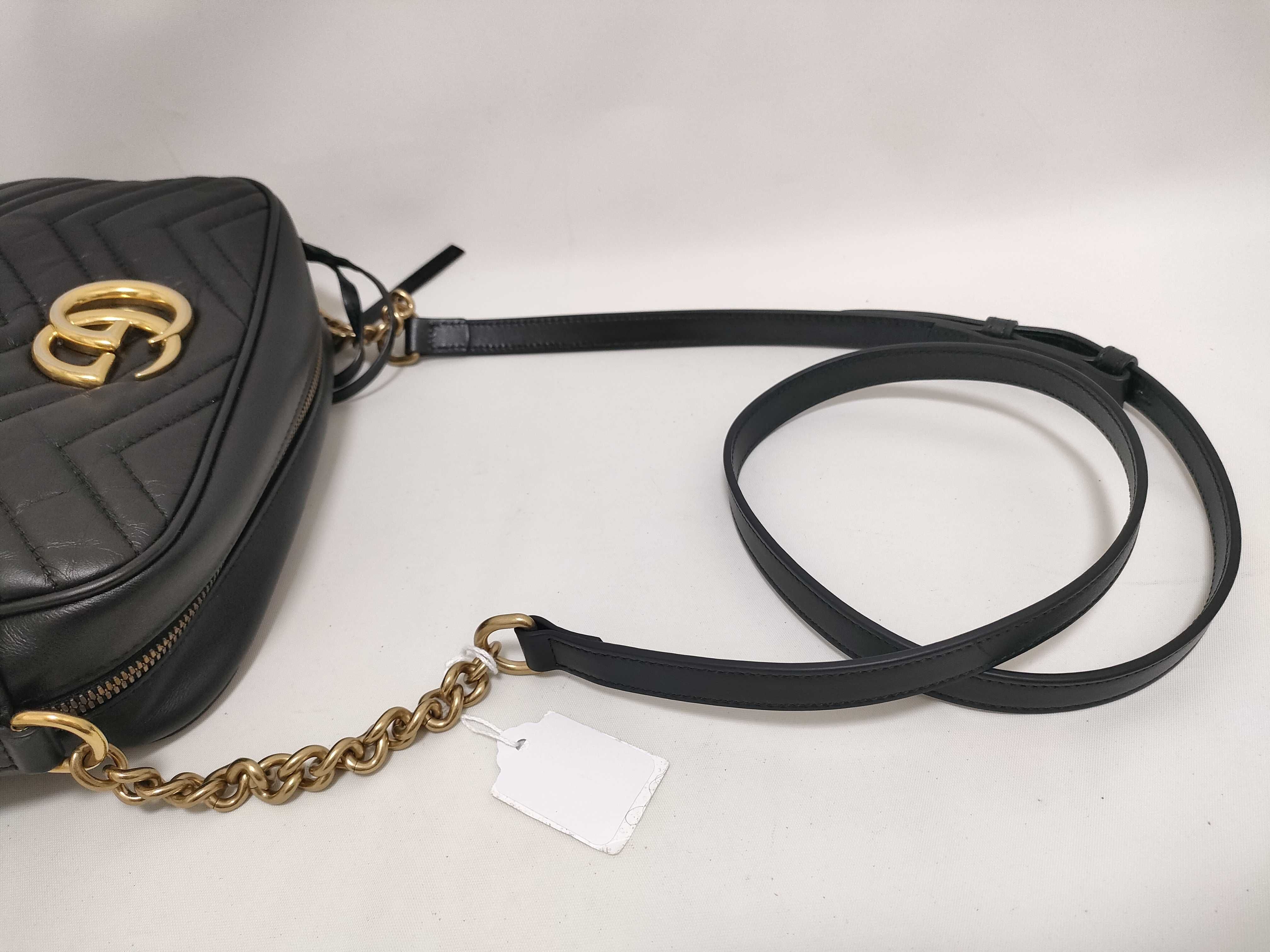 DU- GG Marmont Leather Chain Shoulder Bag Black 447632 Shoulder Bag — view 3