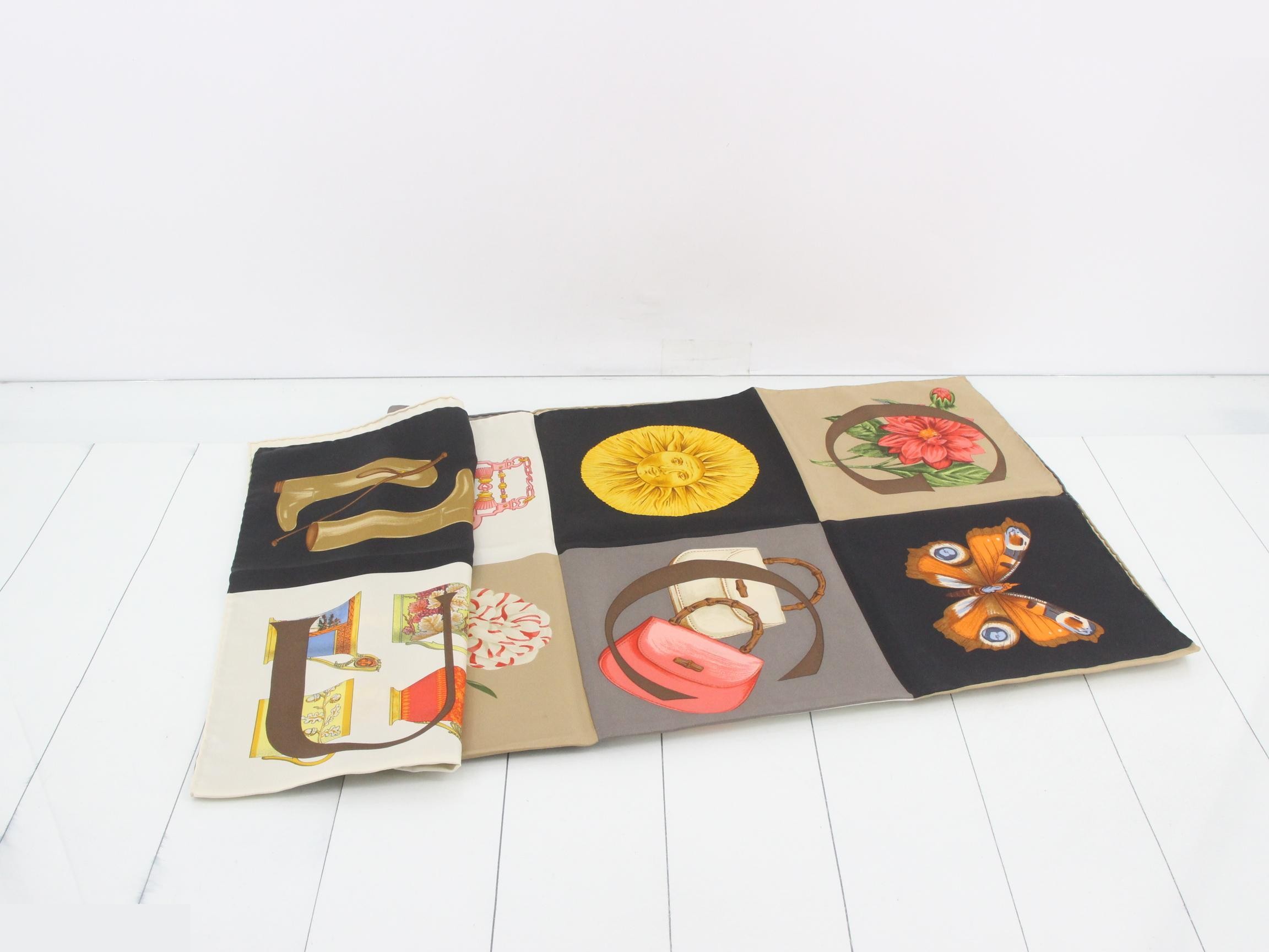 motif large silk scarf — view 3