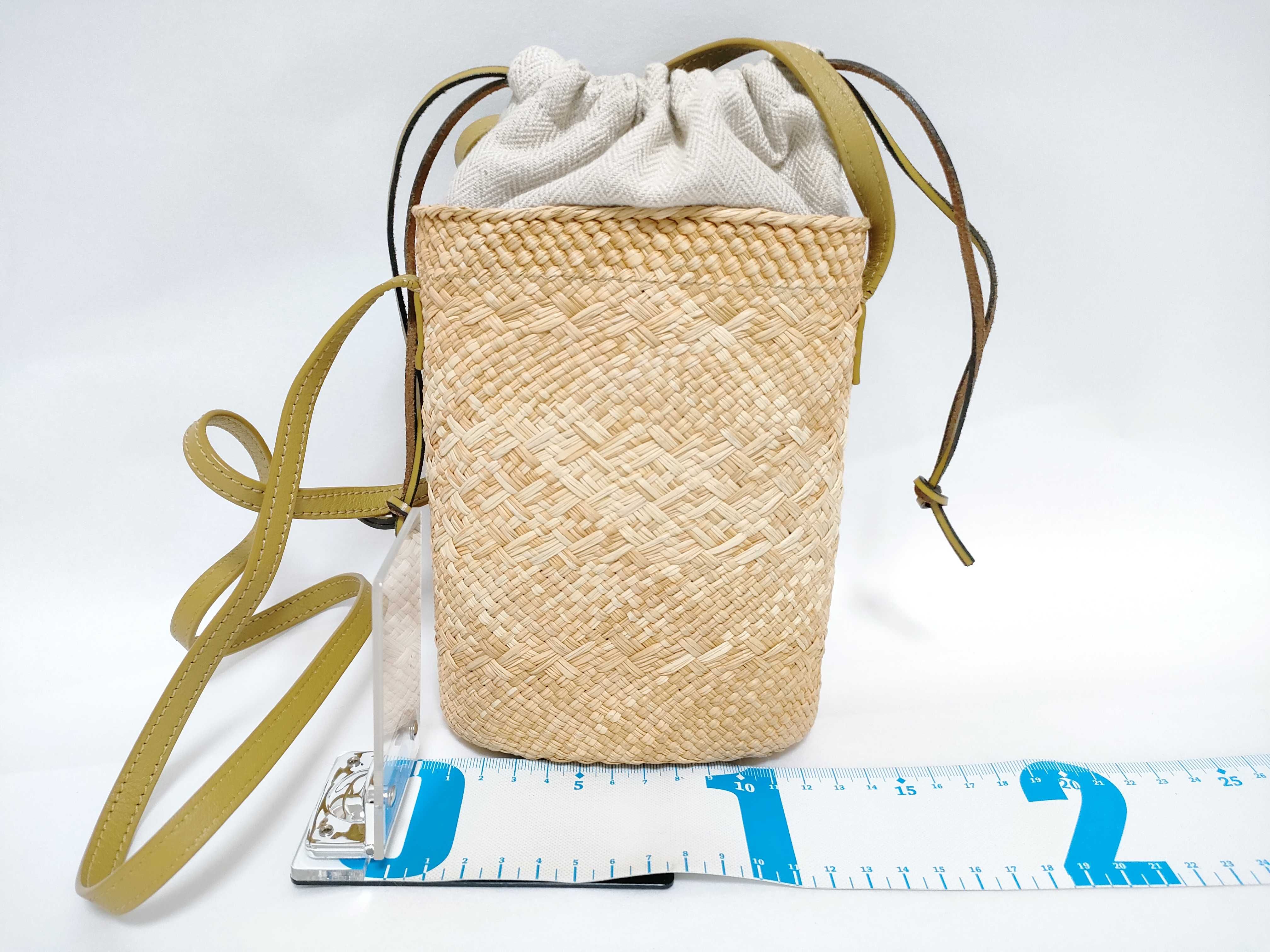 Anagram Square Pocket Raffia x Leather Shoulder Bag Beige x Brown Shoulder Bag — view 2