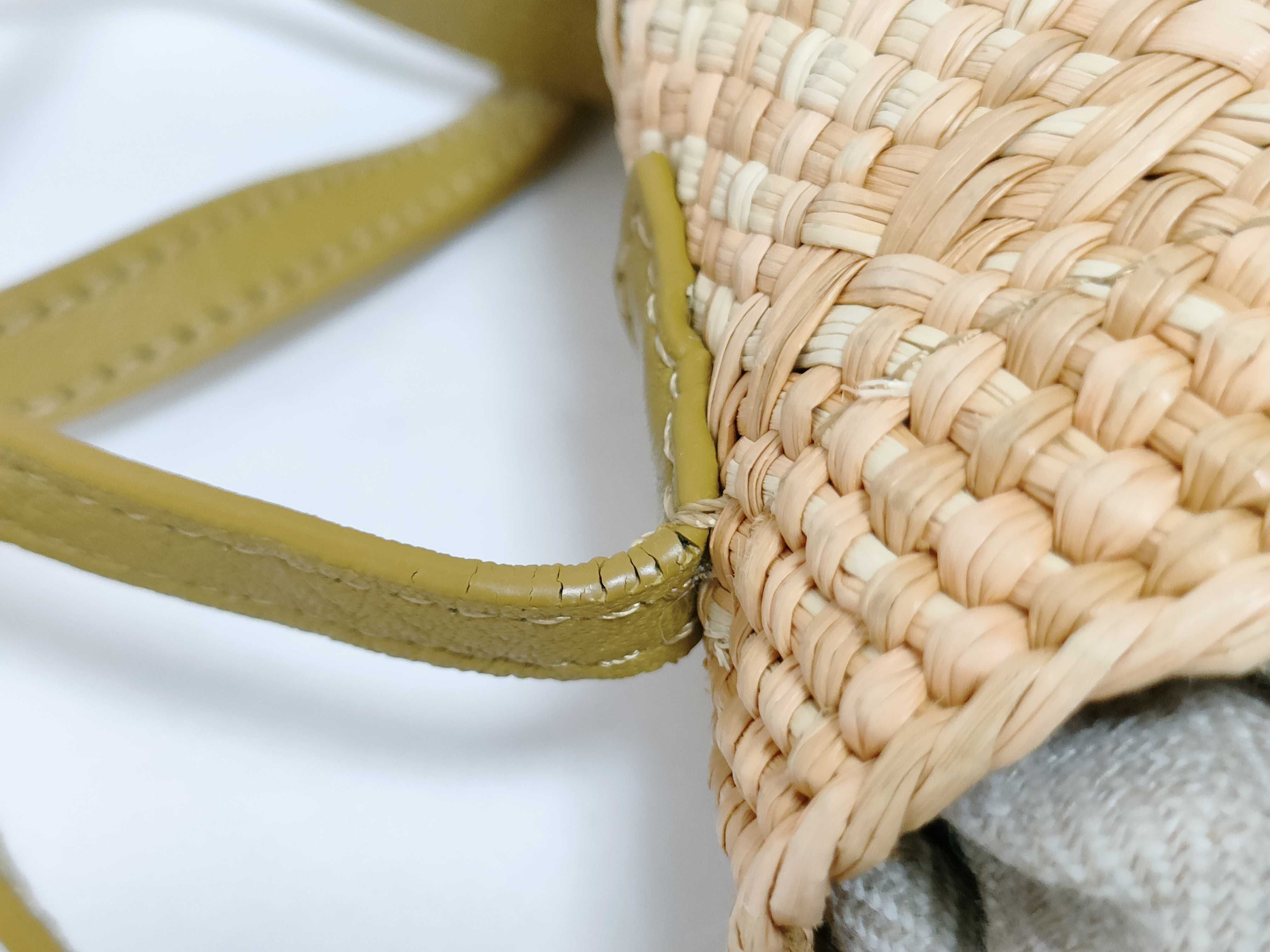 Anagram Square Pocket Raffia x Leather Shoulder Bag Beige x Brown Shoulder Bag — view 13