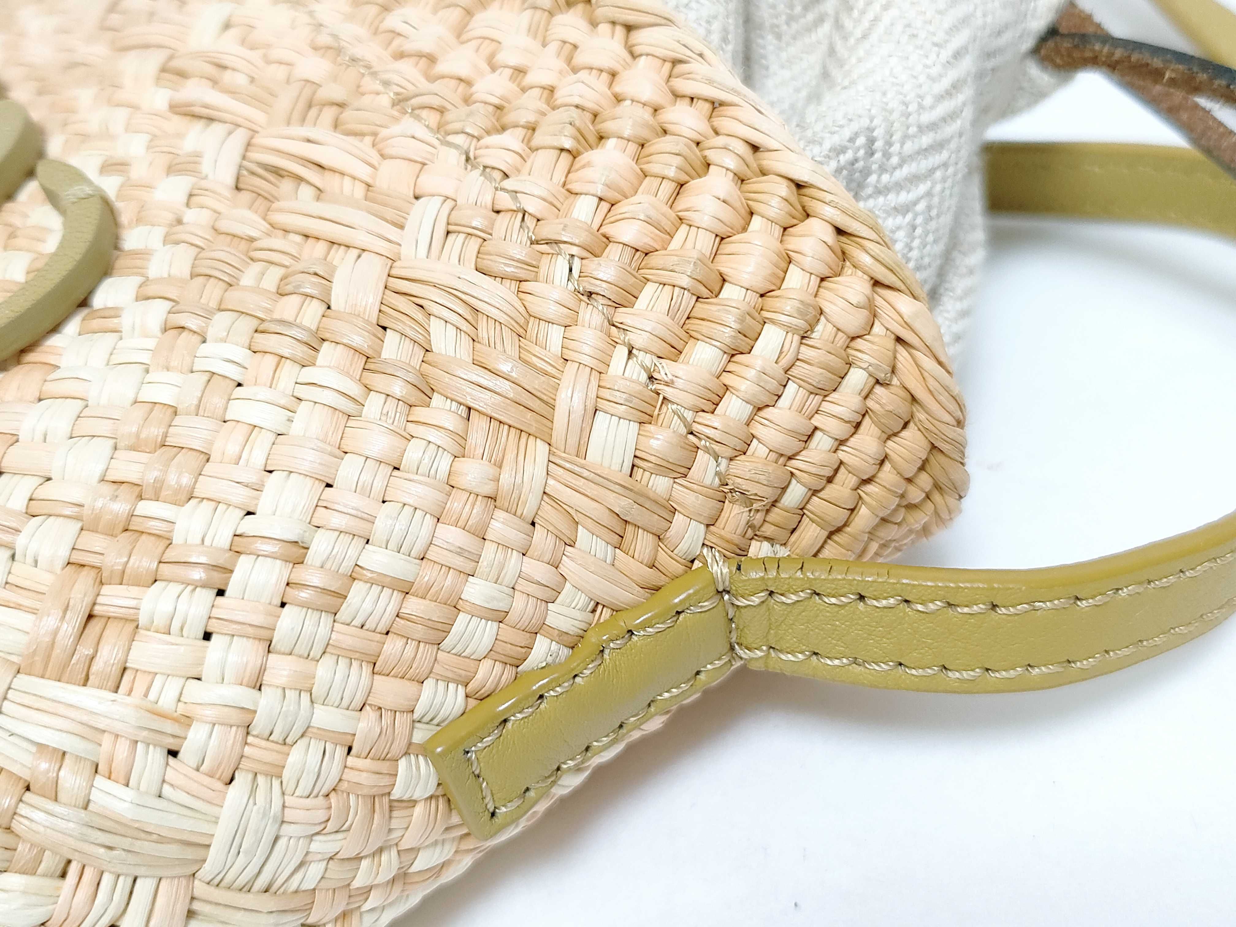 Anagram Square Pocket Raffia x Leather Shoulder Bag Beige x Brown Shoulder Bag — view 5