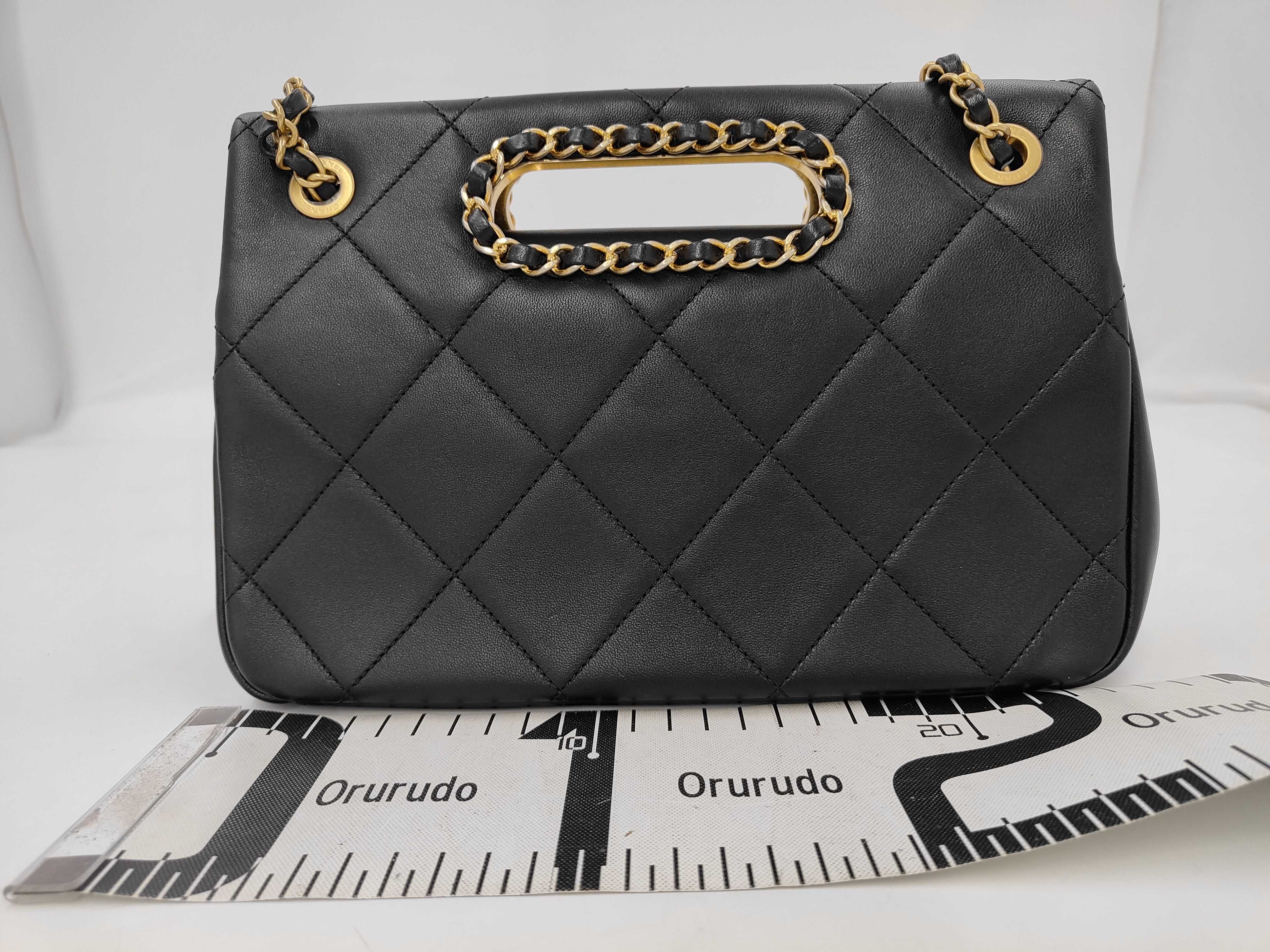 Hand CF Chain Bag Black Gold Button Shoulder Bag — view 2