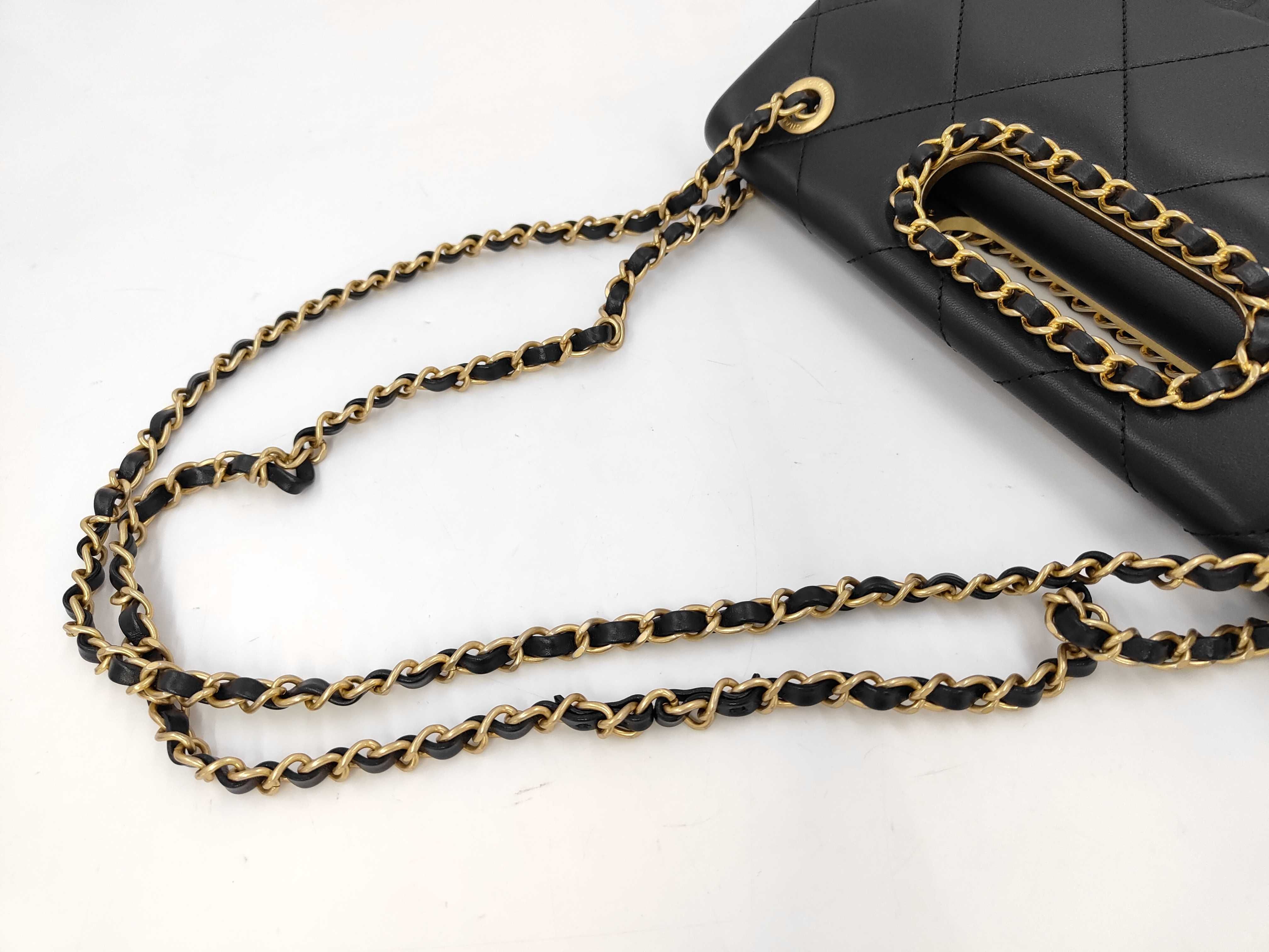 Hand CF Chain Bag Black Gold Button Shoulder Bag — view 4