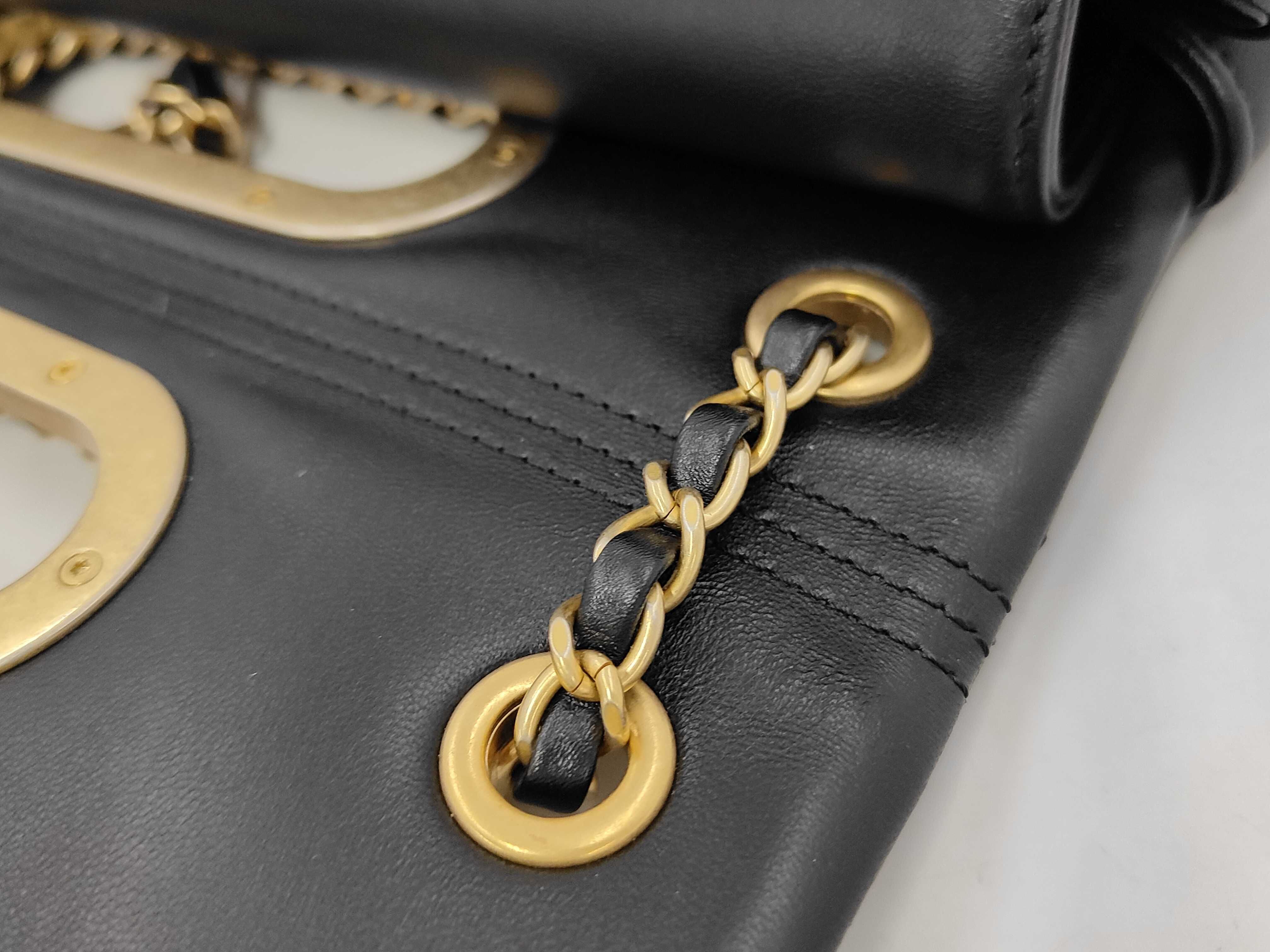 Hand CF Chain Bag Black Gold Button Shoulder Bag — view 9