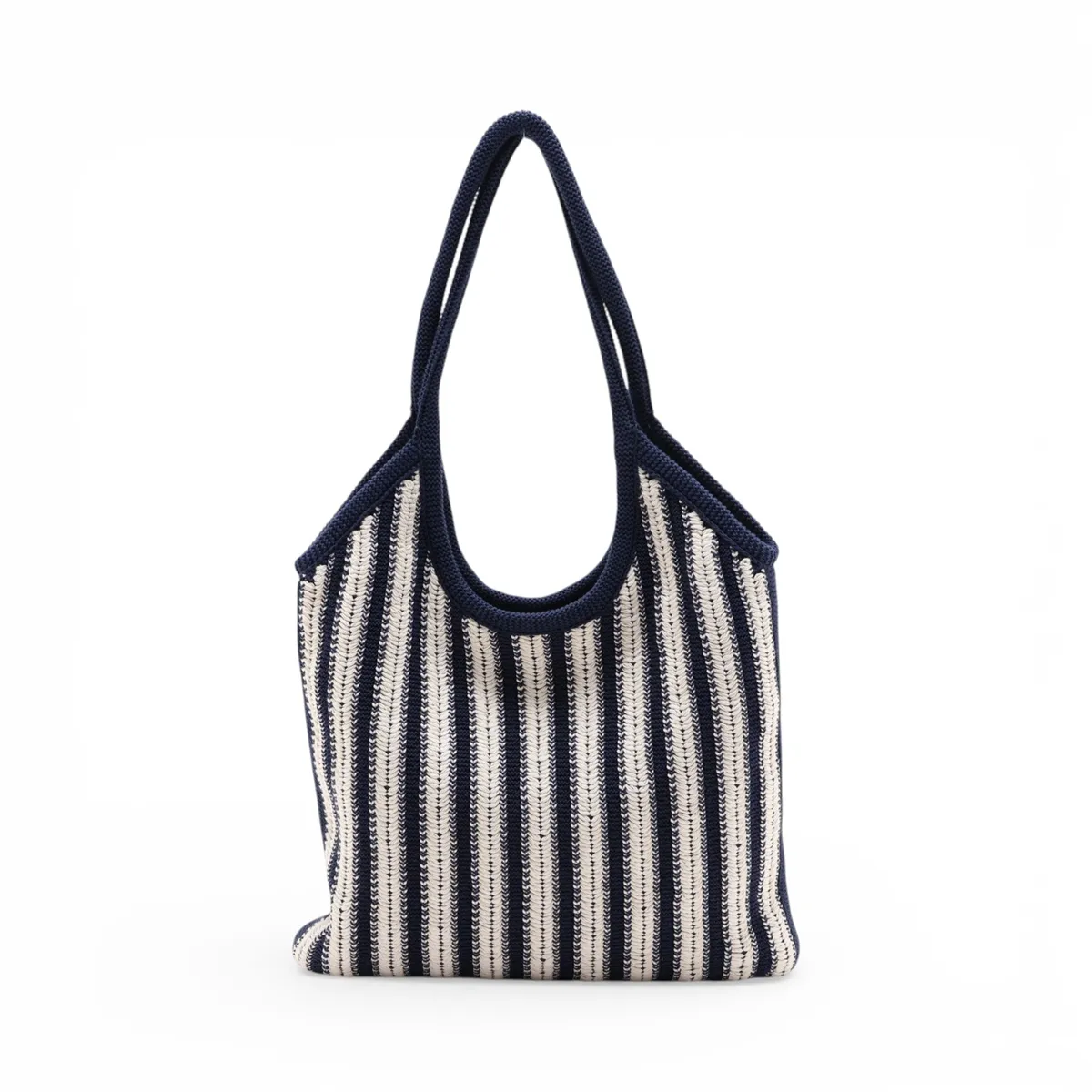 Ivy Cotton Tote Bag White x Navy — view 2