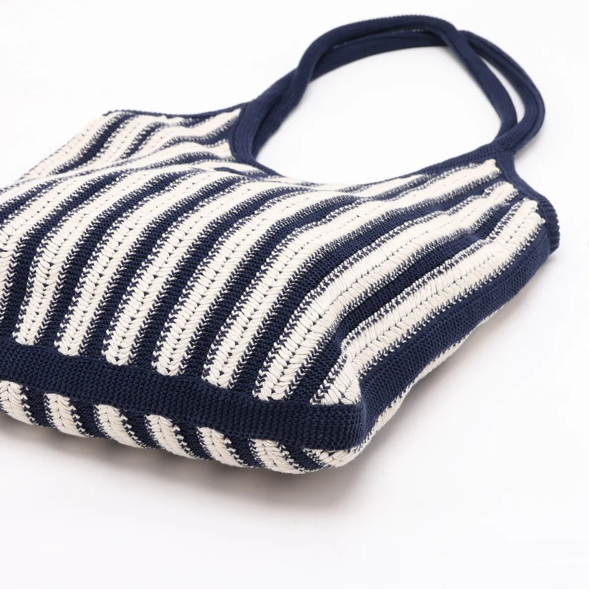 Ivy Cotton Tote Bag White x Navy — view 3