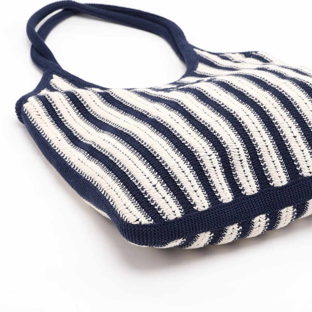 Ivy Cotton Tote Bag White x Navy — view 4