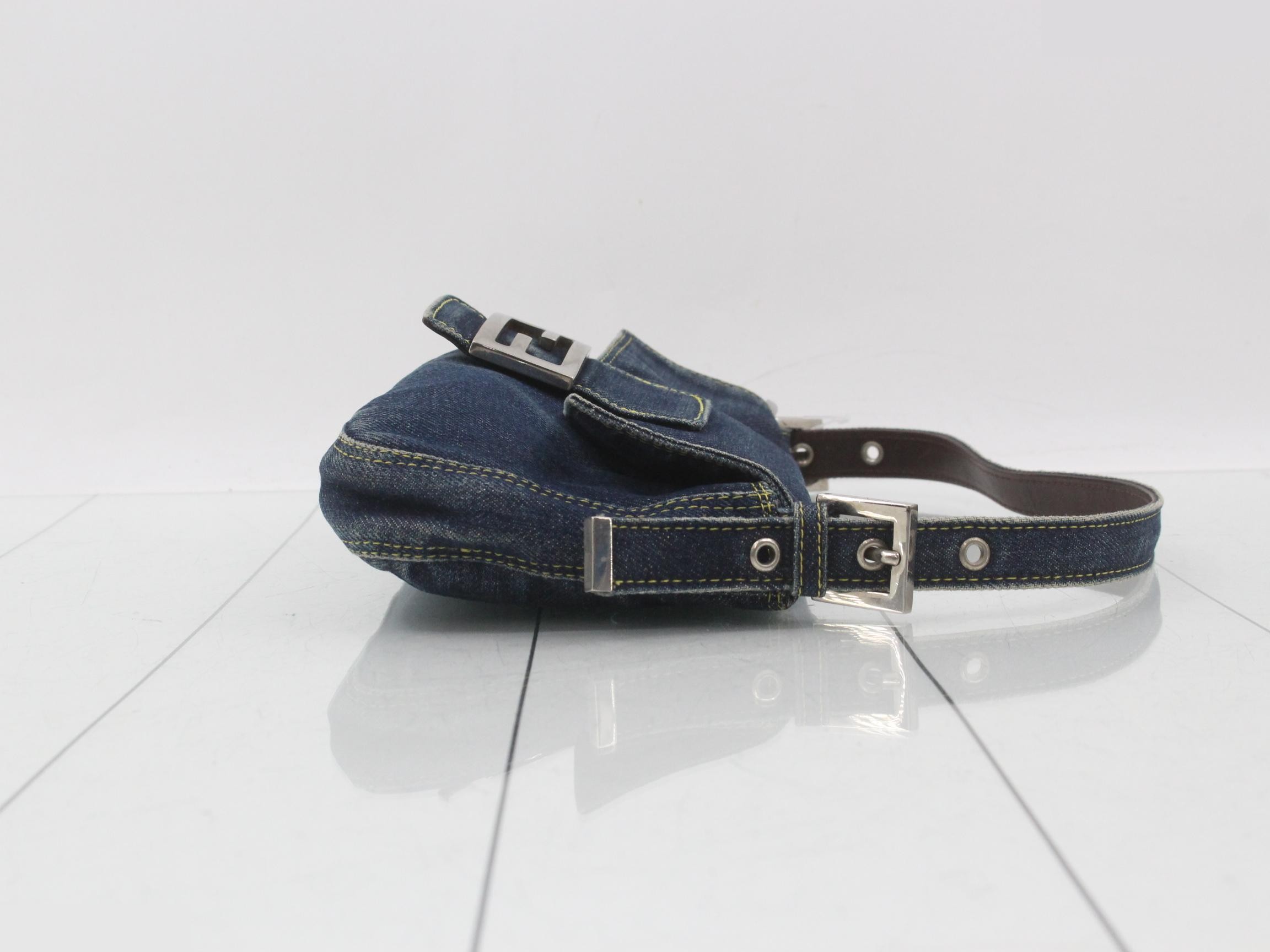 Mamma Baguette One-Shoulder Bag, Denim, Navy — view 3