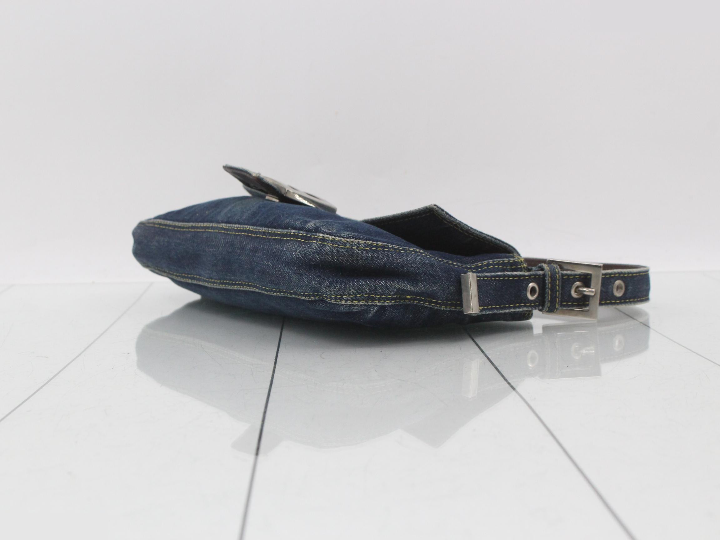 Mamma Baguette One-Shoulder Bag, Denim, Navy — view 6