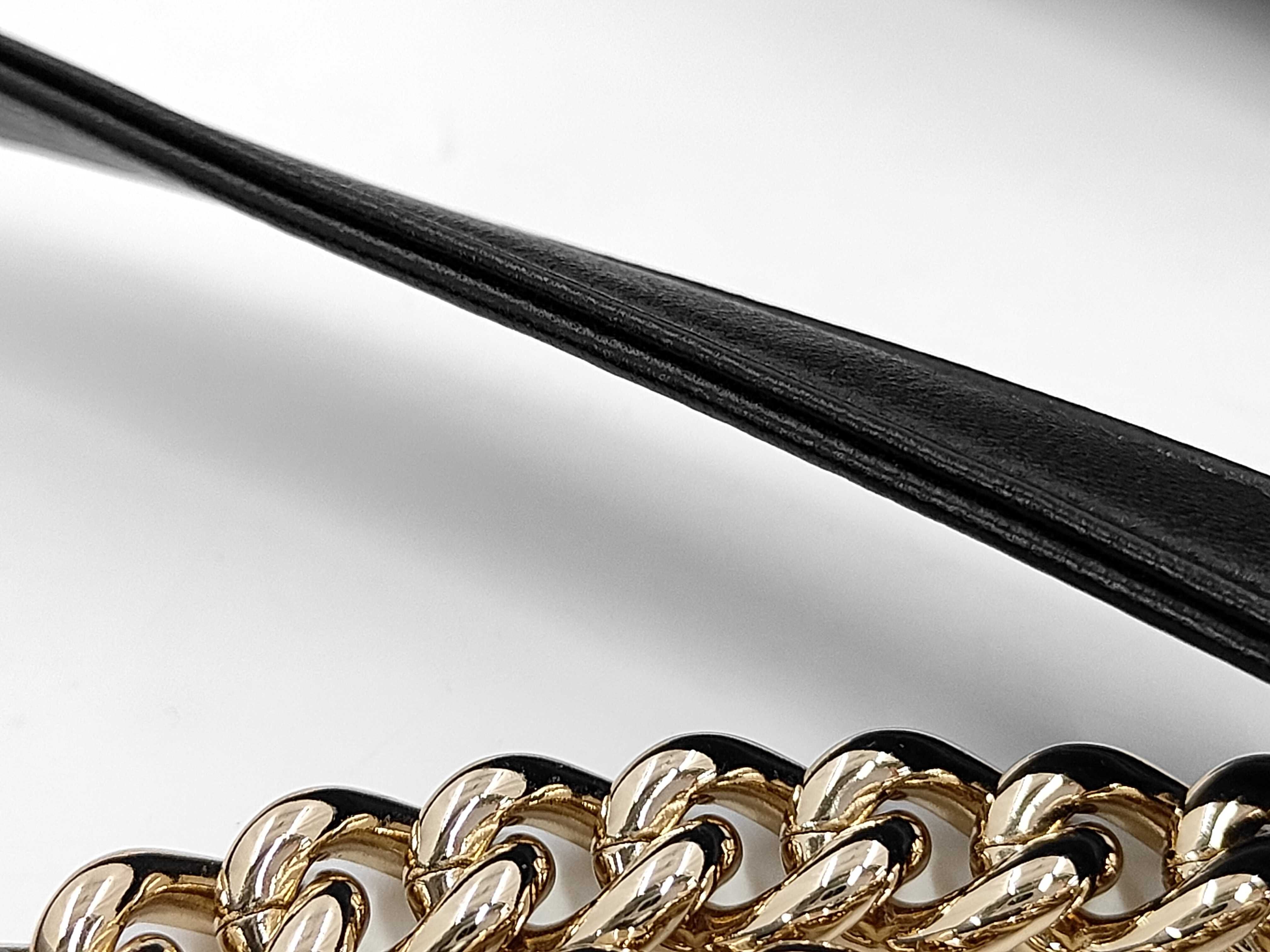 Boy Chanel Chain Shoulder Bag, Black Lambskin, Gold Hardware, Matelassé Bag — view 8