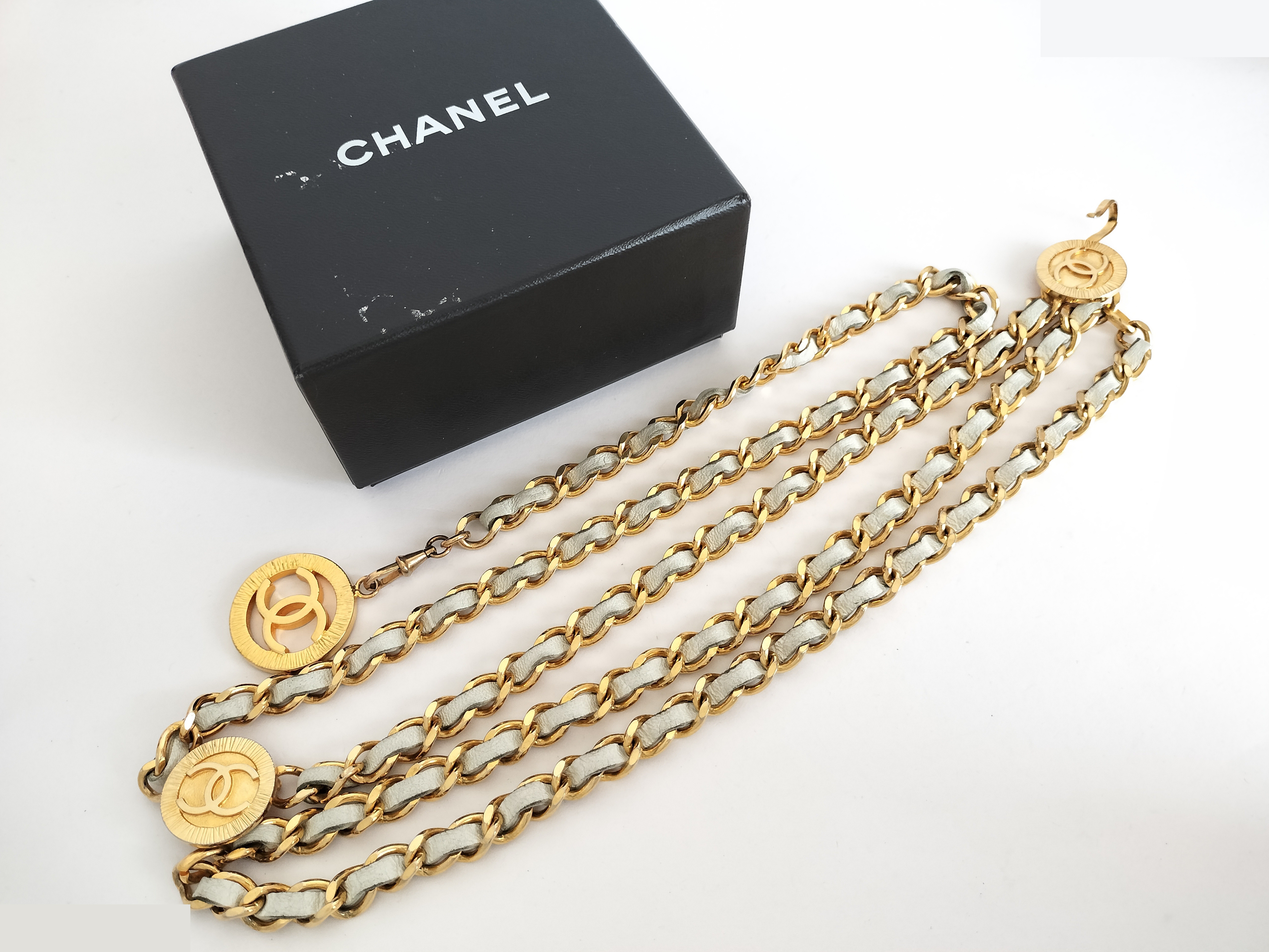 Coco Triple Gold Leather Chain Belt (Chain approx. 74cm) — view 2