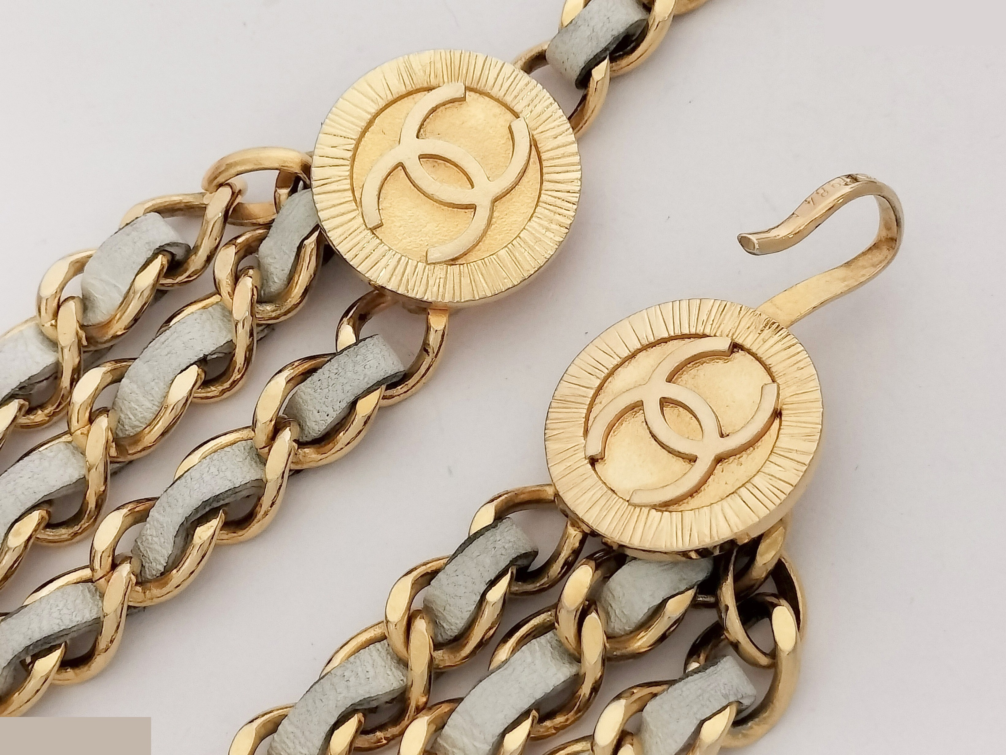 Coco Triple Gold Leather Chain Belt (Chain approx. 74cm) — view 5