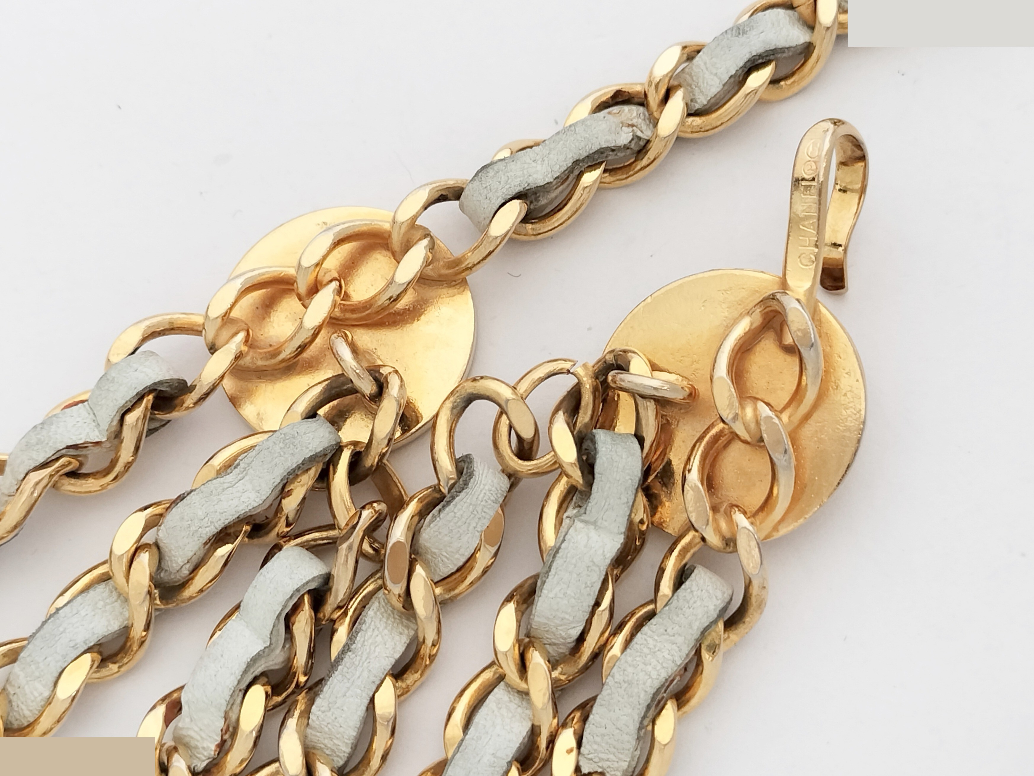 Coco Triple Gold Leather Chain Belt (Chain approx. 74cm) — view 6