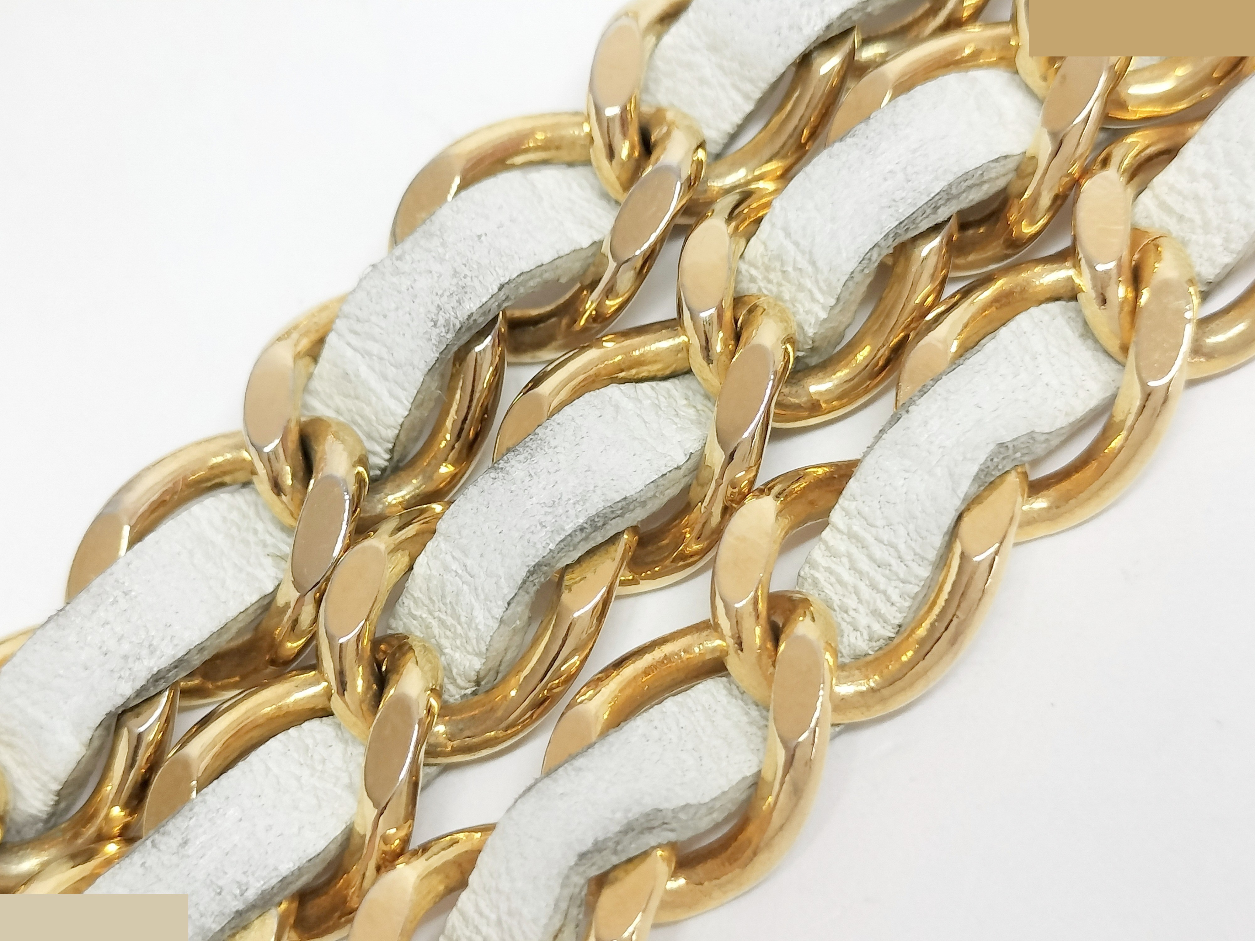Coco Triple Gold Leather Chain Belt (Chain approx. 74cm) — view 9