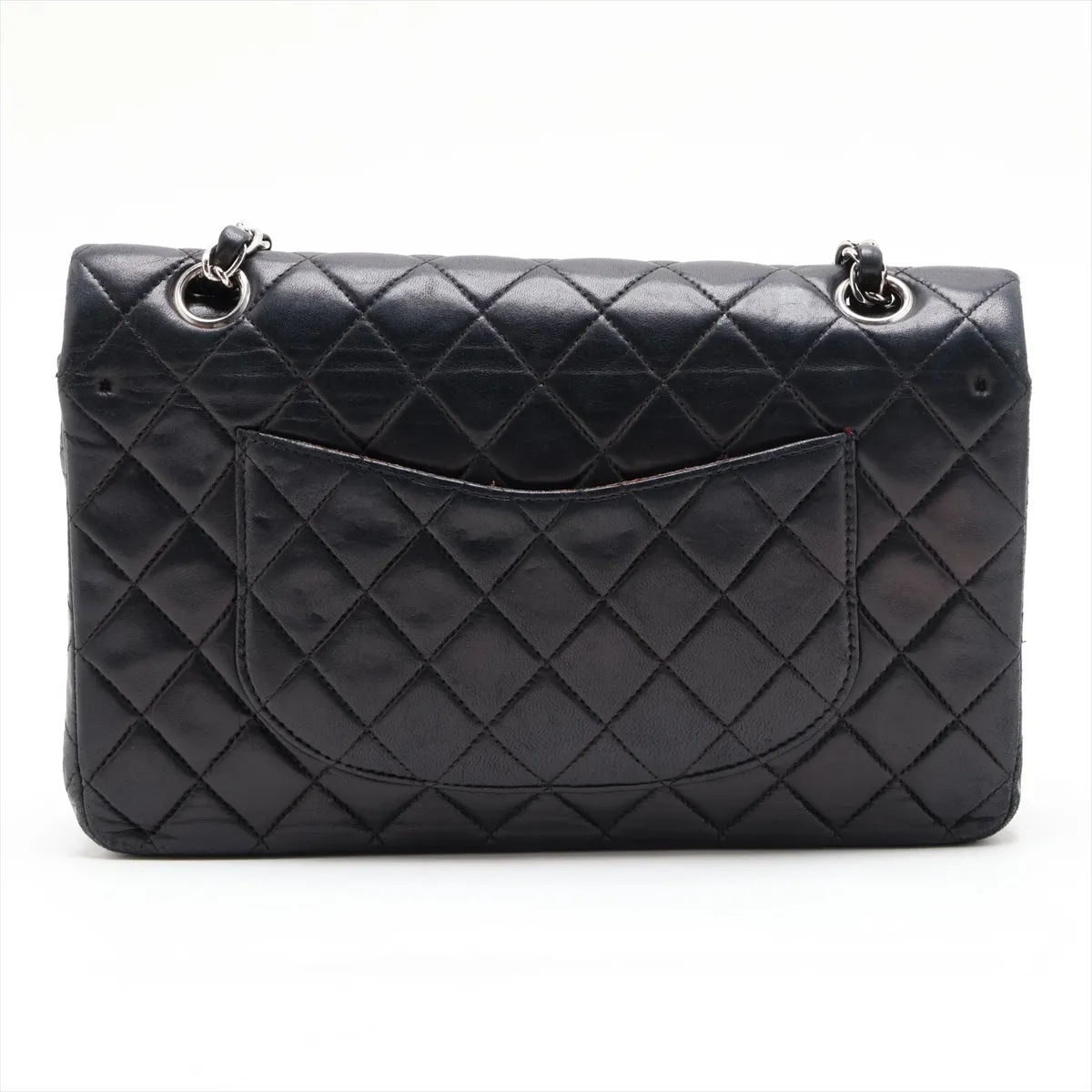 Matelassé 25 Lambskin Double Flap Double Chain Bag, Black with Silver Hardware, 6730489, Series 6, A01113 — view 2
