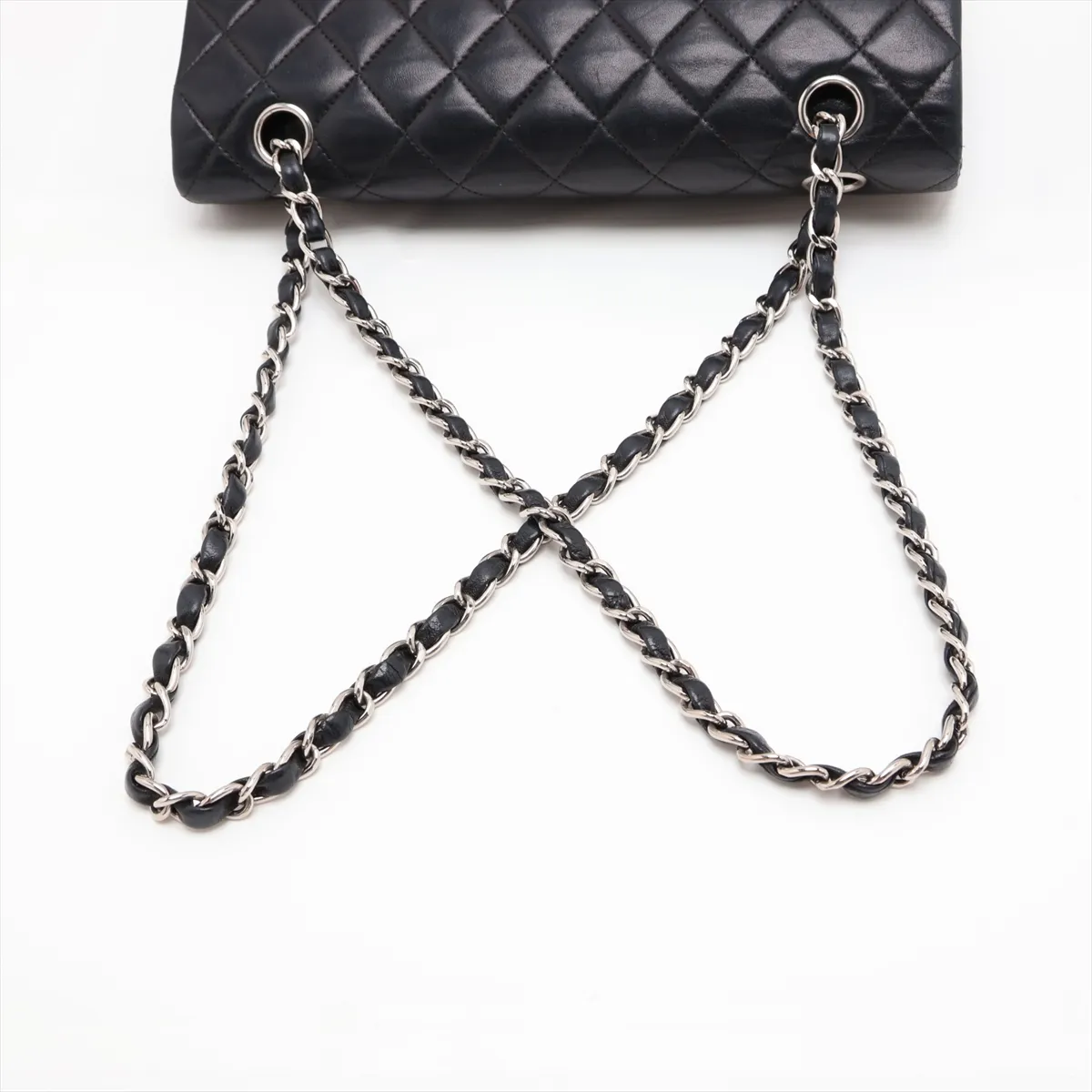 Matelassé 25 Lambskin Double Flap Double Chain Bag, Black with Silver Hardware, 6730489, Series 6, A01113 — view 5
