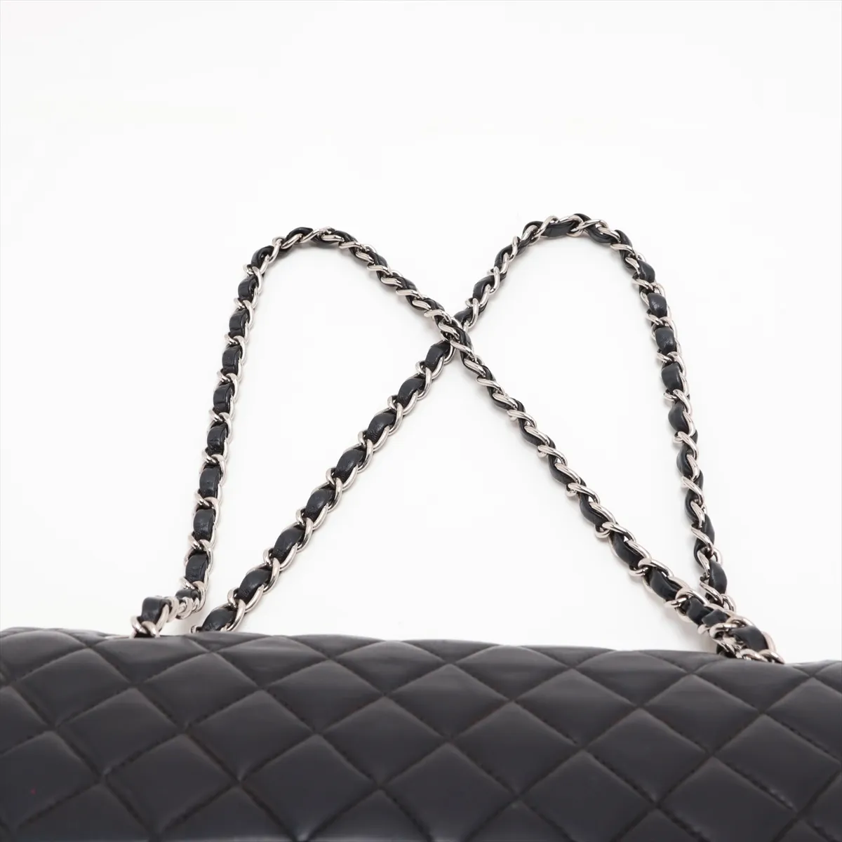 Matelassé 25 Lambskin Double Flap Double Chain Bag, Black with Silver Hardware, 6730489, Series 6, A01113 — view 6