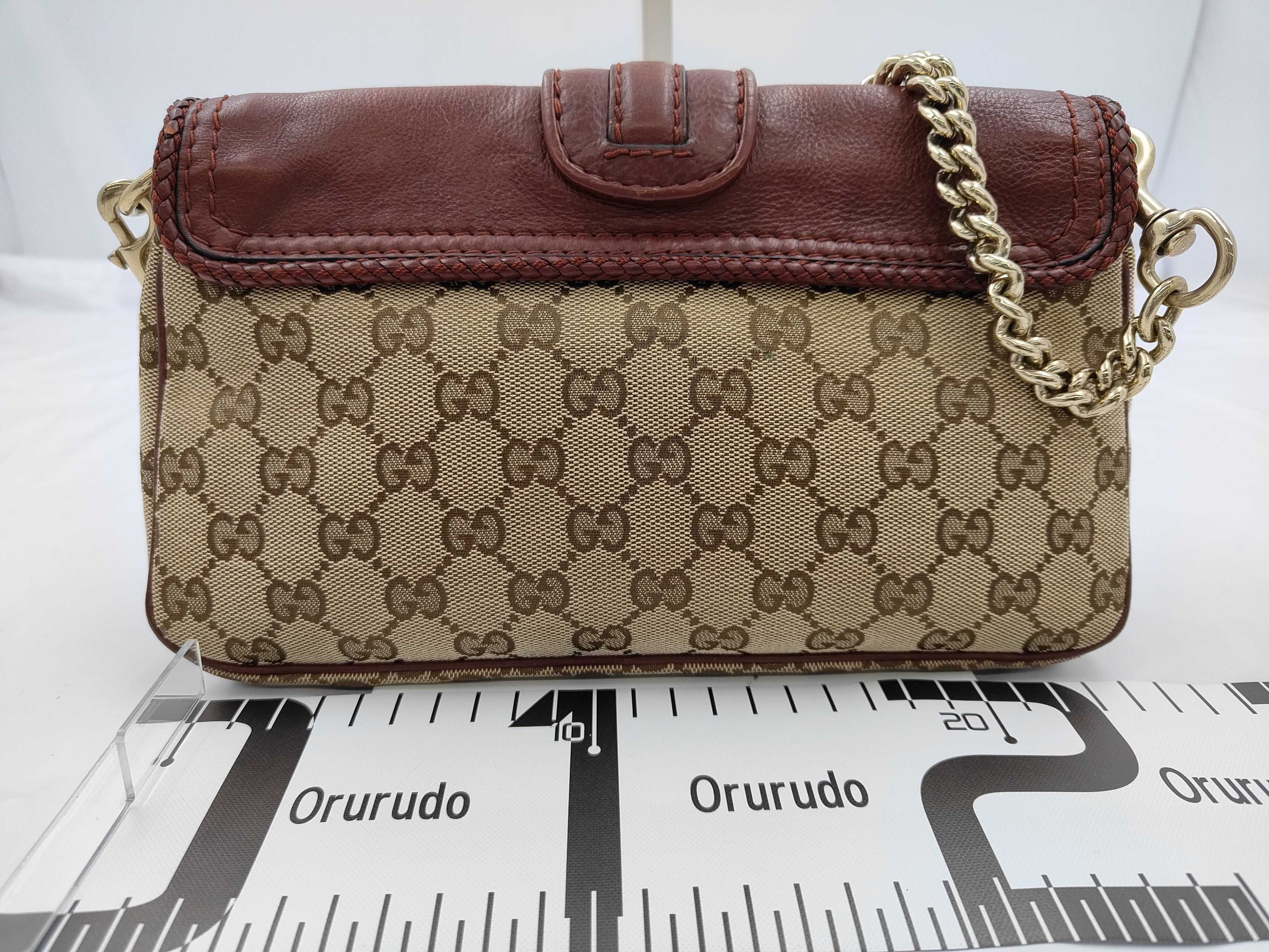 GG Burgundy Canvas GG Monogram Tassel Chain Shoulder Bag — view 2