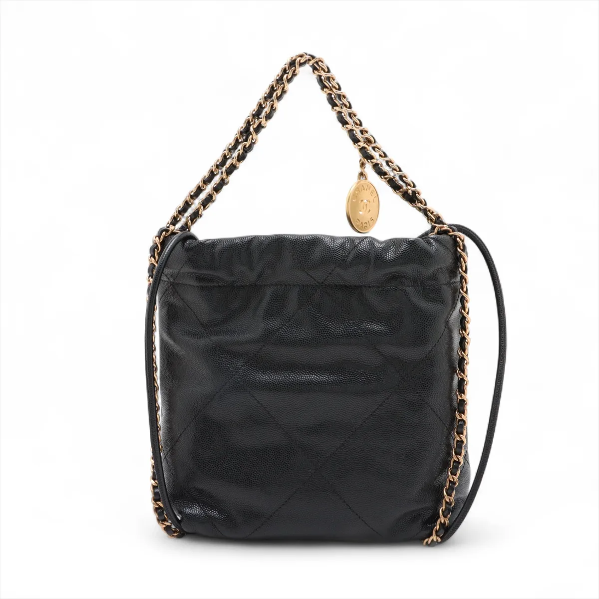 22 Mini Caviar Skin Chain Shoulder Bag Black Gold Hardware CK7N88HA Random Plate AS3980 — view 2