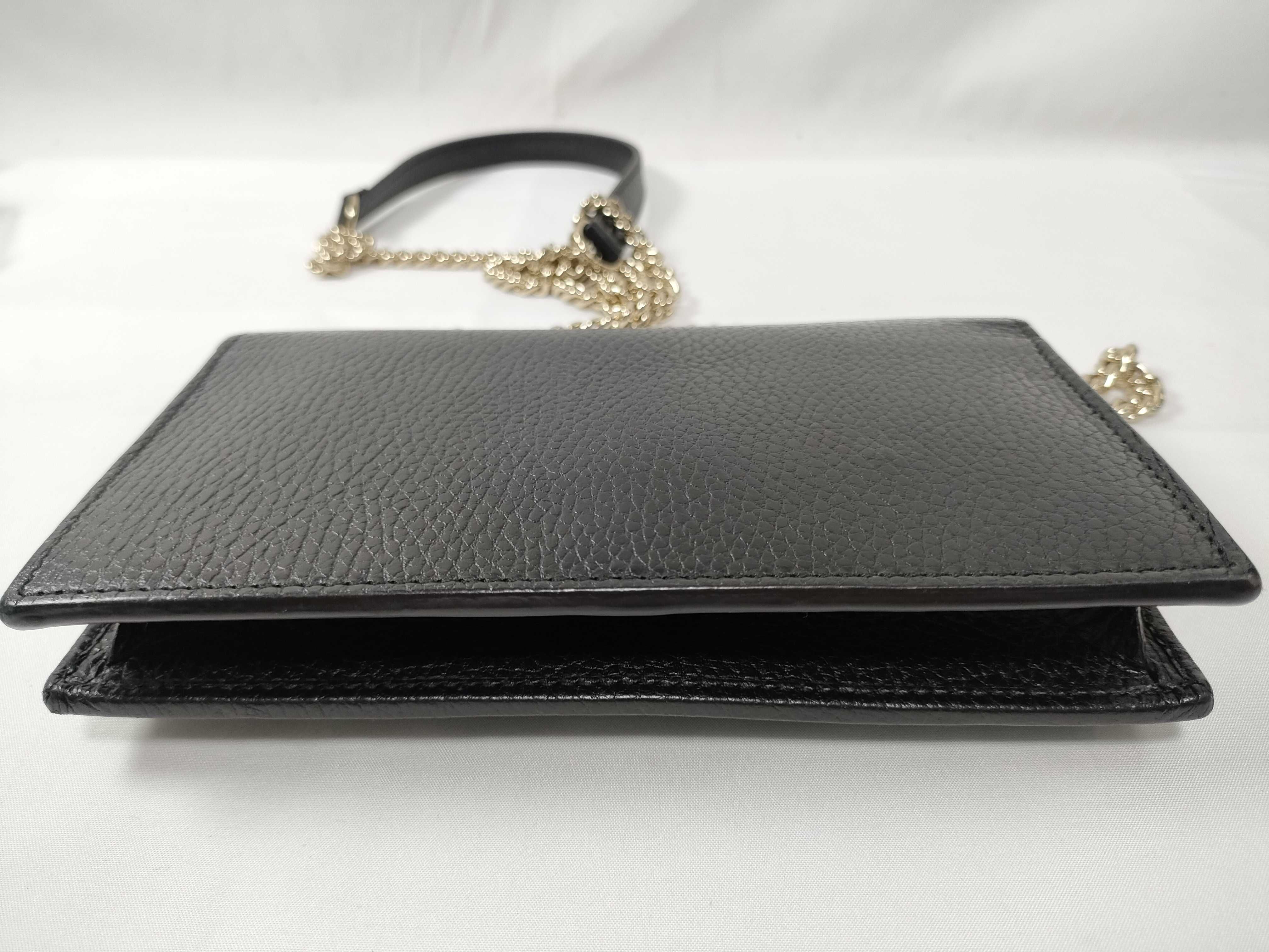 Interlocking G Leather Chain Wallet Black 615523 Outlet Shoulder Bag — view 3