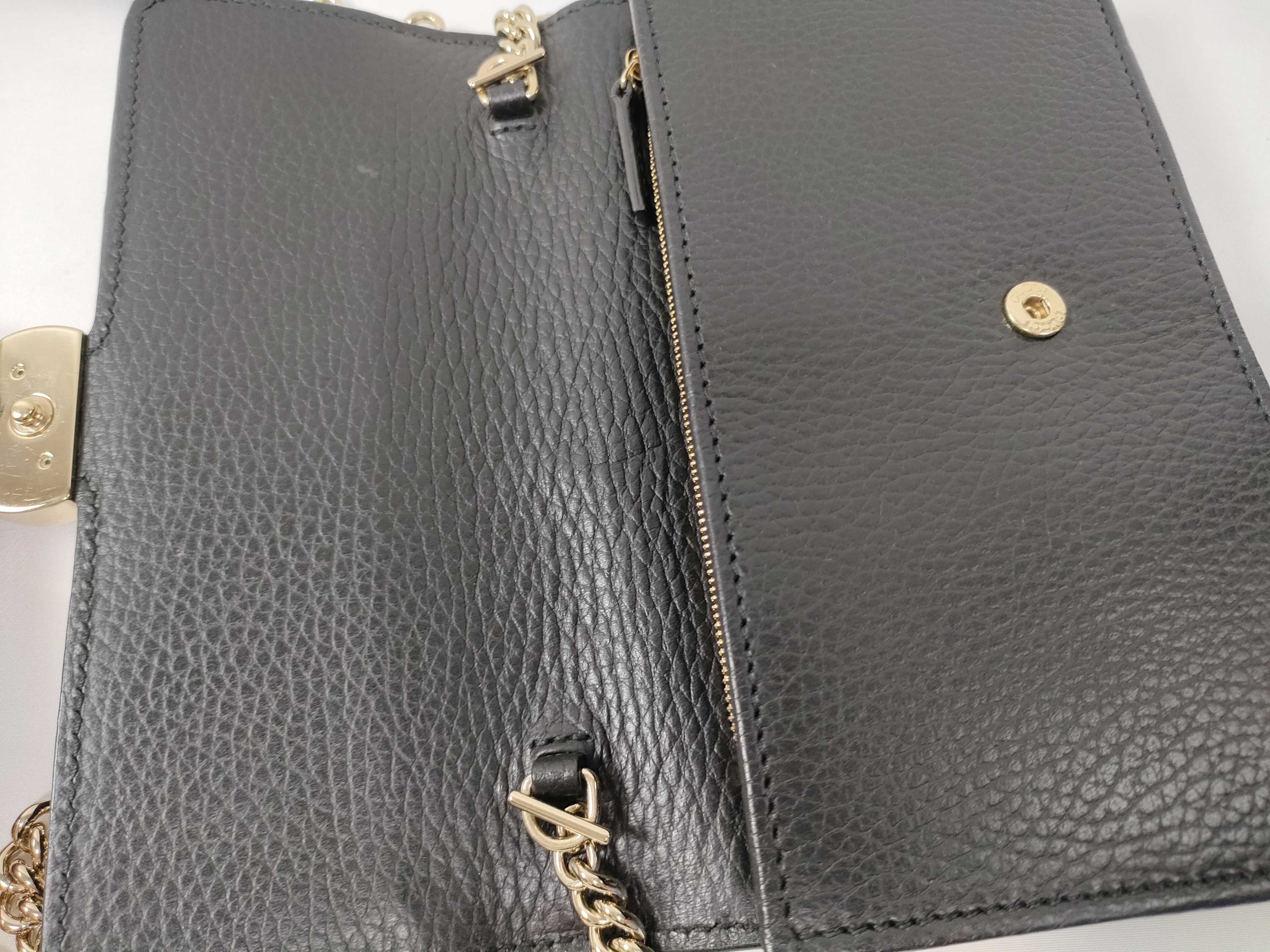 Interlocking G Leather Chain Wallet Black 615523 Outlet Shoulder Bag — view 8